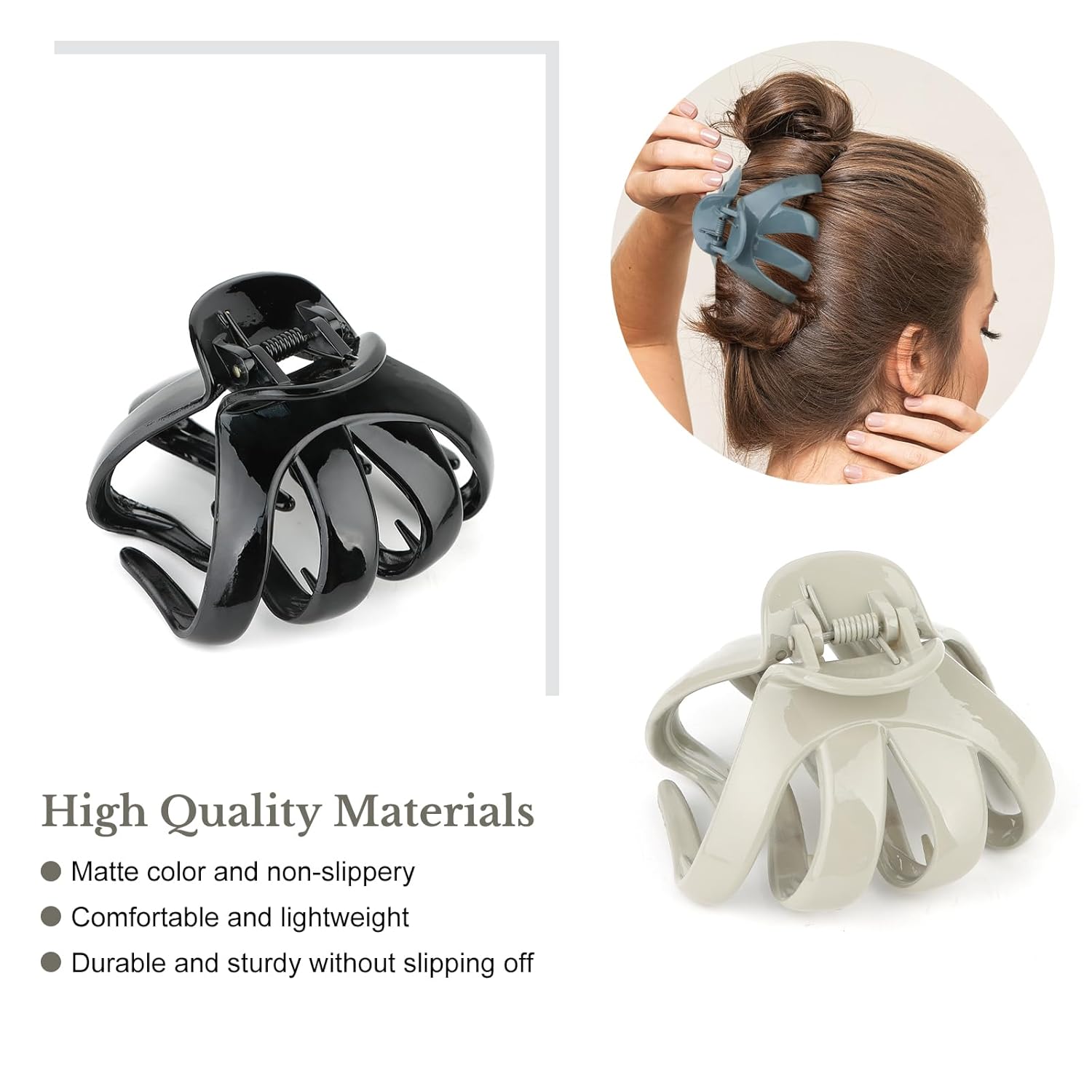 YARIEW 4 pinzas de pulpo grandes para cabello grueso de 3.15 pulgadas, pinzas de pulpo mate para cabello fino, clip de mandíbula de sujeción fuerte,