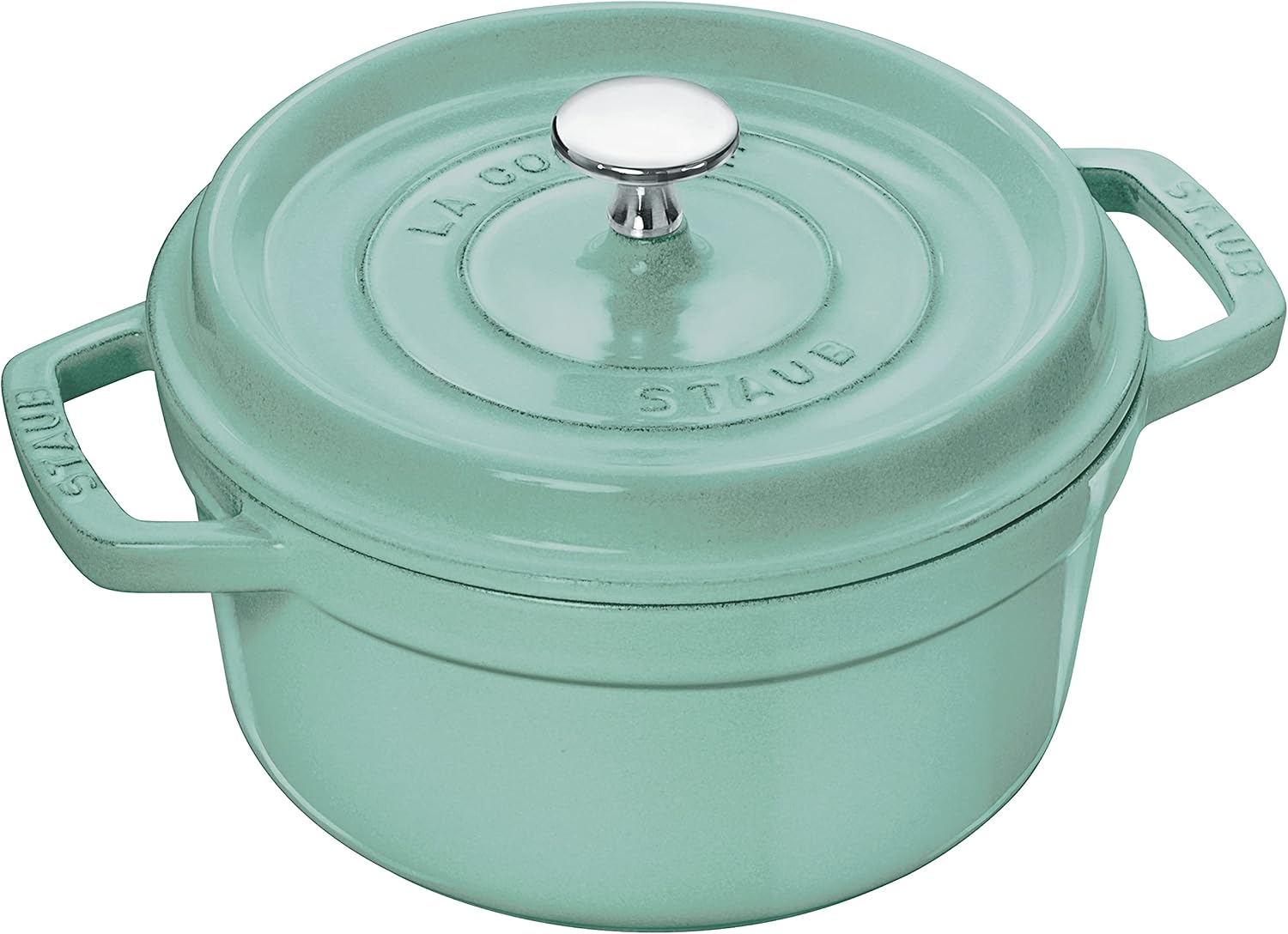 Staub 40508-703″Pico Cocotte Round, Sage Green, 7.9 inches (20 cm), Double Handed, Cast Enameled Pot, Induction Compatible, Japanese Authorized