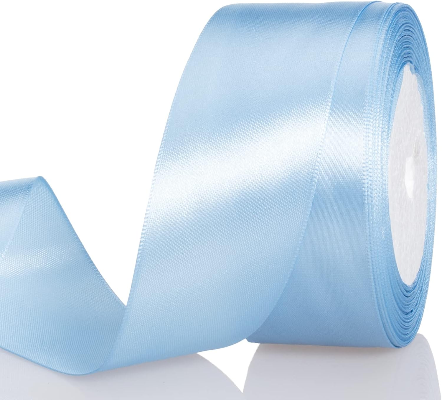 Atrbb Cinta de satén de 25yardas, 1-12pulgadas de ancho, perfecta para bodas, lazos hechos a mano y envoltura de regalos, niebla azul
