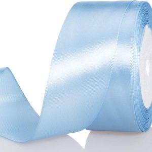 Atrbb Cinta de satén de 25yardas, 1-12pulgadas de ancho, perfecta para bodas, lazos hechos a mano y envoltura de regalos, niebla azul Atrbb Cinta de satén de 25yardas, 1-12pulgadas de ancho, perfecta para bodas, lazos hechos a mano y envoltura de regalos, niebla azul
