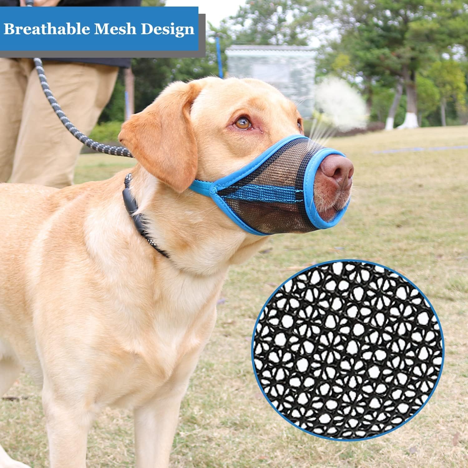 LUCKYPAW Bozal para perro, bozal de malla para perros pequeños, medianos y grandes, bozal suave para evitar que muerdan, bozal ajustable y