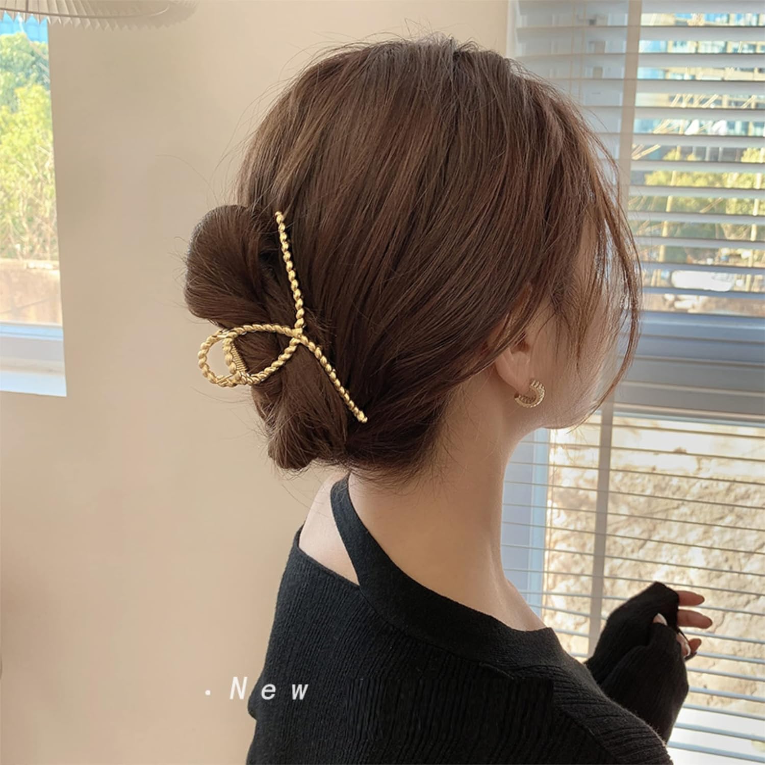 Pinzas para el cabello con forma de torsión, pinzas para el cabello con rosa roja, pinzas para el cabello de metal, diseño simple y elegante para