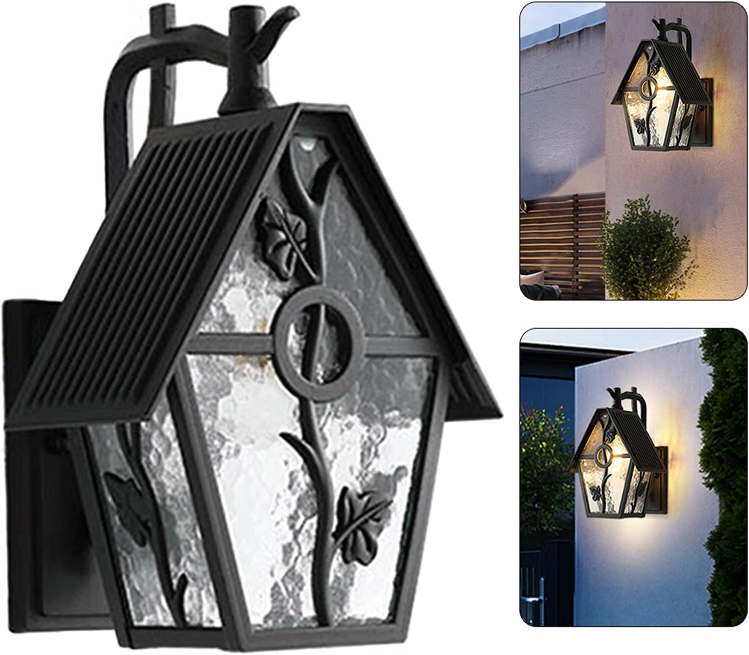 AngelcityCC Faroles de pared para exteriores, aplique de pared para el hogar, patio, jardín, garaje, granja, porche, iluminación con vidrio