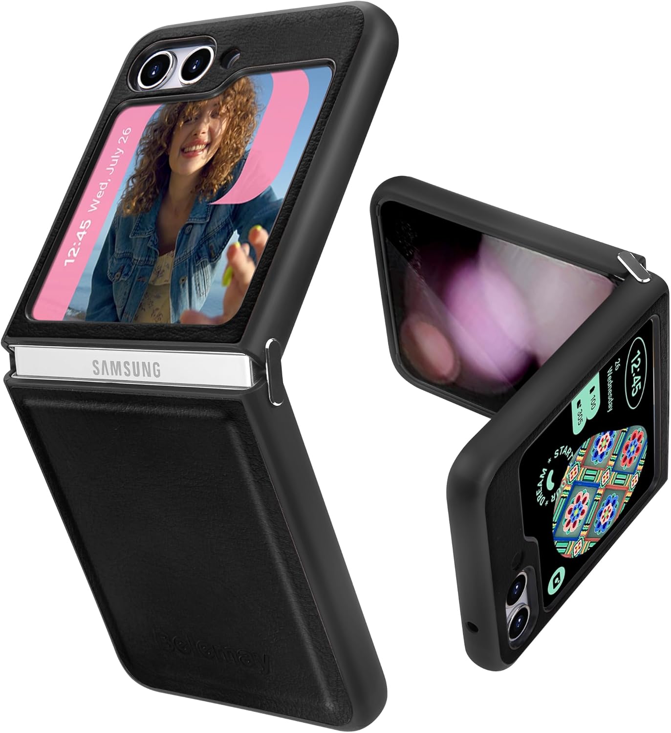 Belemay Funda para Samsung Galaxy Z Flip 5, piel auténtica+TPU suave, protección delgada, a prueba de golpes, delgada Samsung Z Flip5, compatible