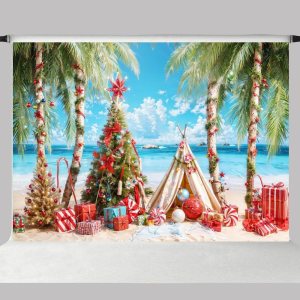 Kate Caja de playa de 10 x 6.5 pies, cuentas rojas, fondos para fotografía, tienda de campaña de palmera, decoración de árbol de Navidad, fondo Kate Caja de playa de 10 x 6.5 pies, cuentas rojas, fondos para fotografía, tienda de campaña de palmera, decoración de árbol de Navidad, fondo