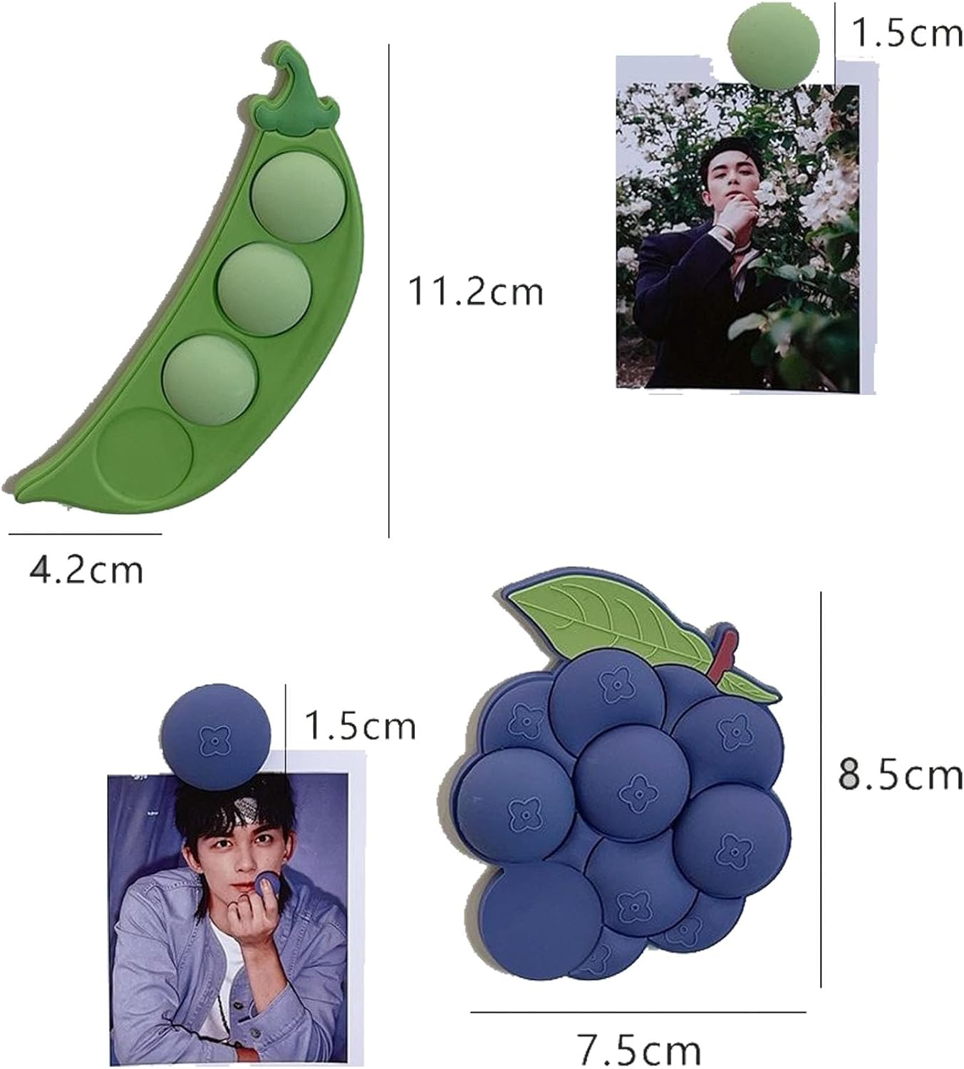 Imán de fruta para nevera, uva, guisantes, imanes para refrigerador, clips magnéticos para refrigerador, cilindro, nevera, oficina, pizarra blanca,