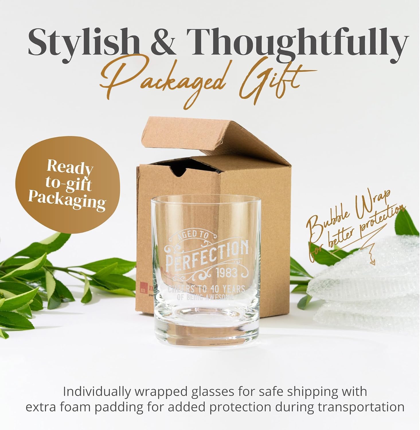 Vaso de whisky de cumpleaños personalizado, regalo de cumpleaños número 30, 40, 50, 60 para él, papá, chicos, regalo de bourbón personalizado,