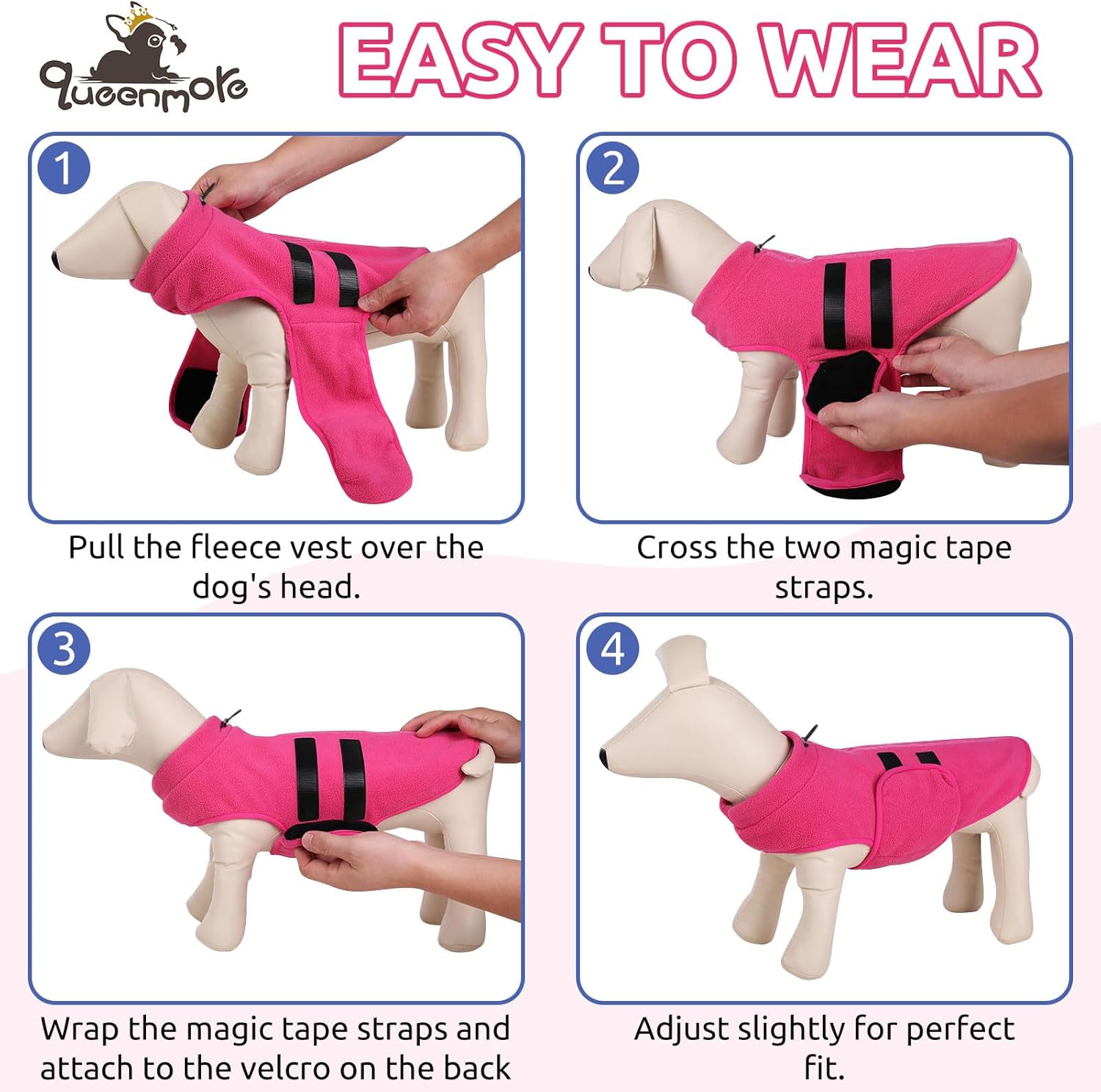 Queenmore Suéter para perro pequeño, chaleco de forro polar suave con agujero para la correa, abrigos cálidos de invierno para perro para clima