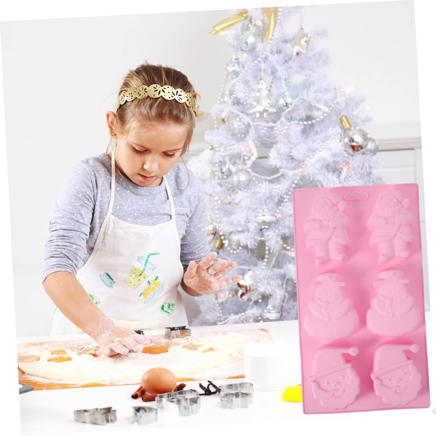 Alasum 2 plantillas de Navidad, molde de silicona para jabón, moldes de fondant, molde de bandeja, moldes de joyería para fundición de Navidad,