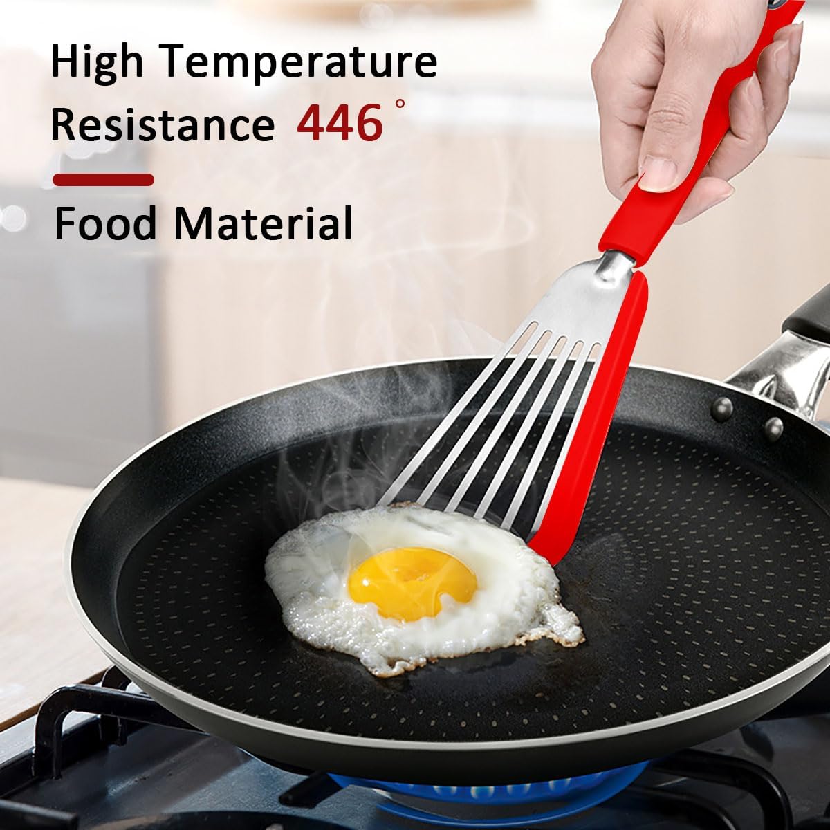 2 espátulas de pescado, espátula ranurada para peces, espátulas de silicona para utensilios de cocina antiadherentes, espátula ranurada resistente