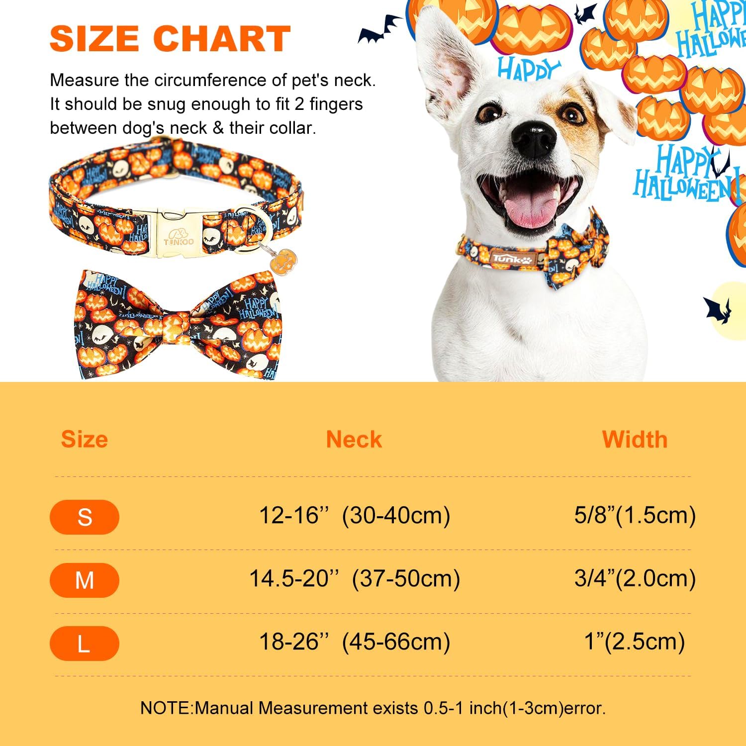 Collar de perro con calabaza de Happy Halloween, duradero, ajustable y elegante, disponible en tamaño pequeño, mediano y grande S