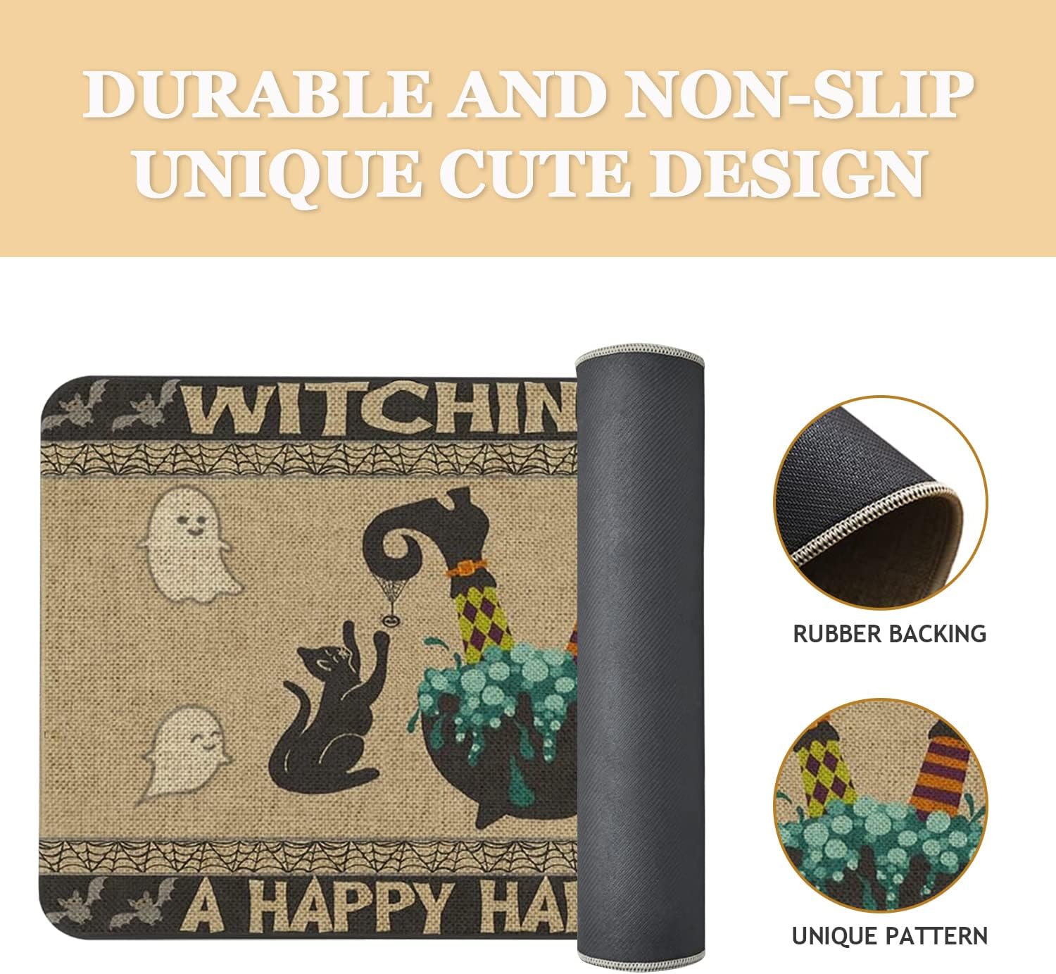 Tapete de puerta de Halloween de 30 x 17 pulgadas Witching You A Happy Halloween, tapete de entrada para interiores y exteriores, tapete