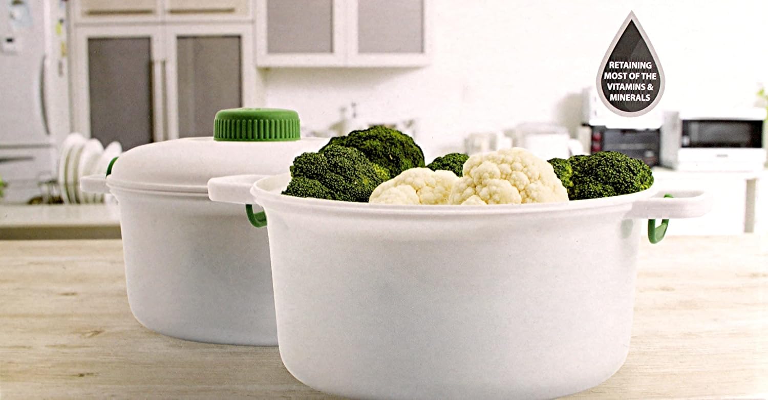Eco Friendly Microwave Pressure Cooker Steamer Healthy Cooking Quick Fast Vegetables Meats Poultry Fish Rice Cooker No Oil Needed! BPA FREE