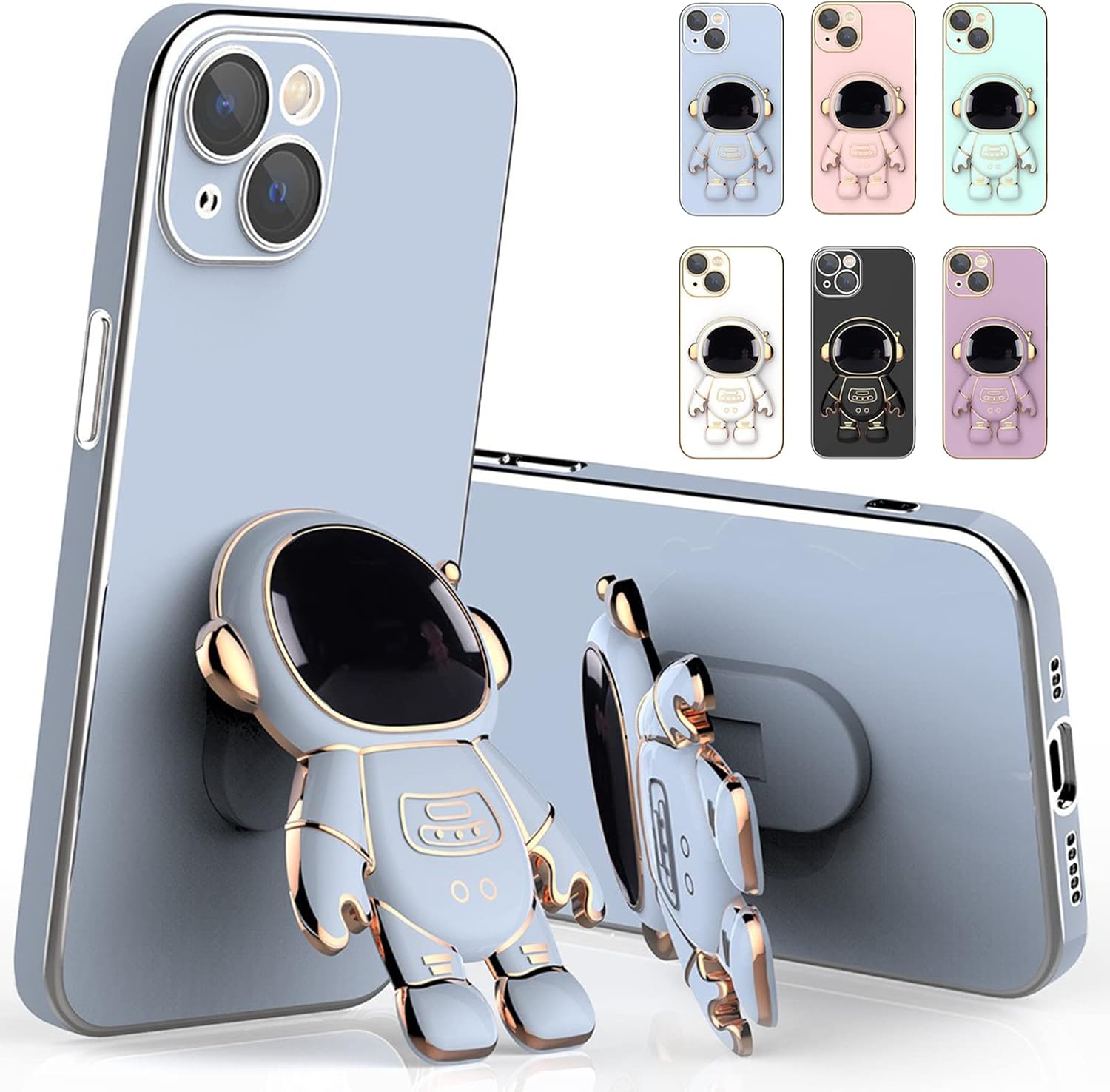 Astronaut – Funda compatible con iPhone 11, 12, 13 Pro Max 6D, con soporte, funda de astronauta azul para iPhone 13 Pro Max
