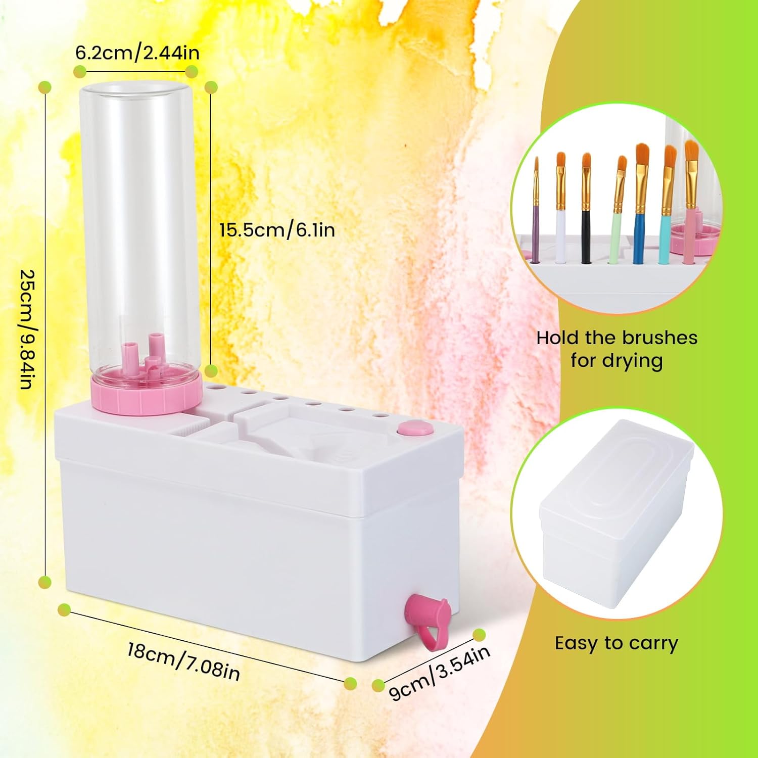 BEFSOP Limpiador de pinceles, suministros de pintura 4 en 1 mejorados, soporte para pinceles con paleta, enjuague de pinceles para acrílico, paleta