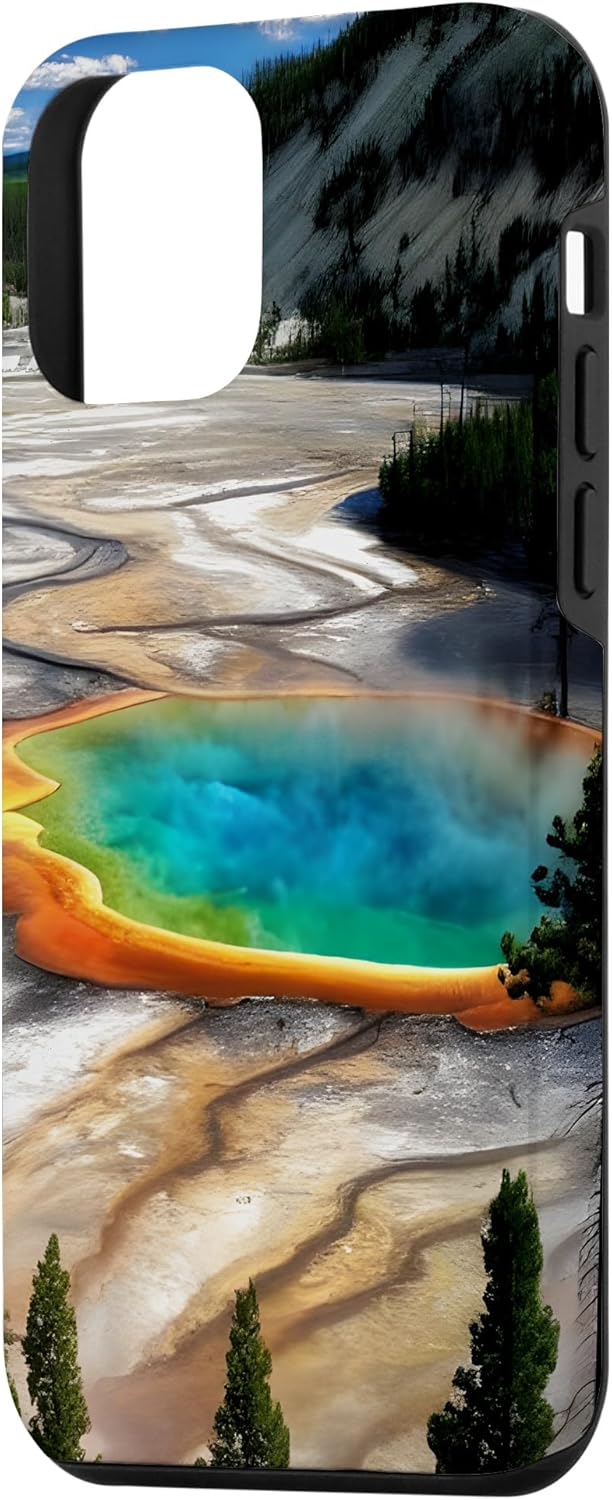 Funda de vacaciones de verano para iPhone 12 mini Yellowstone National Park Rainbow geysers
