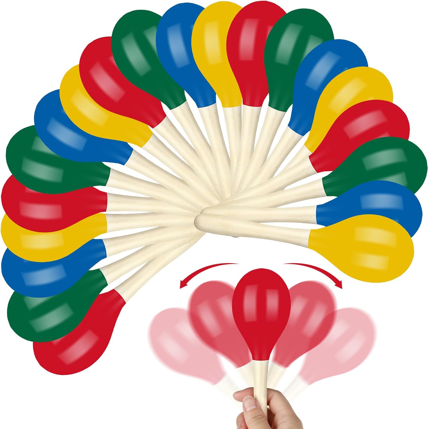 20 unidades de 7.87 pulgadas Maracas de madera para Rumba, sonajeros de percusión de mano, maracas de madera mexicana para adultos y niños,