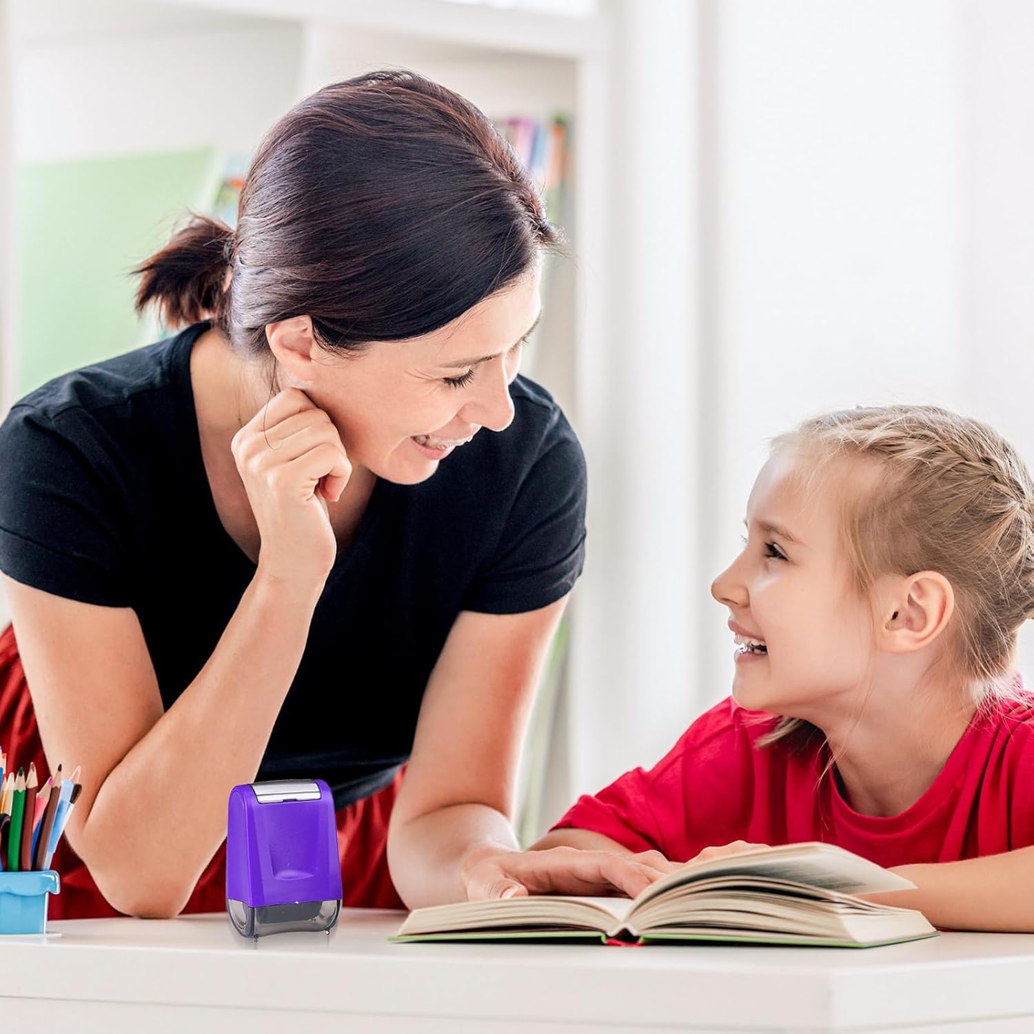 Sello de rodillo de práctica con líneas de escritura a mano, sellos de líneas autoentintadas, sellos para profesores, tiras de oración, práctica de