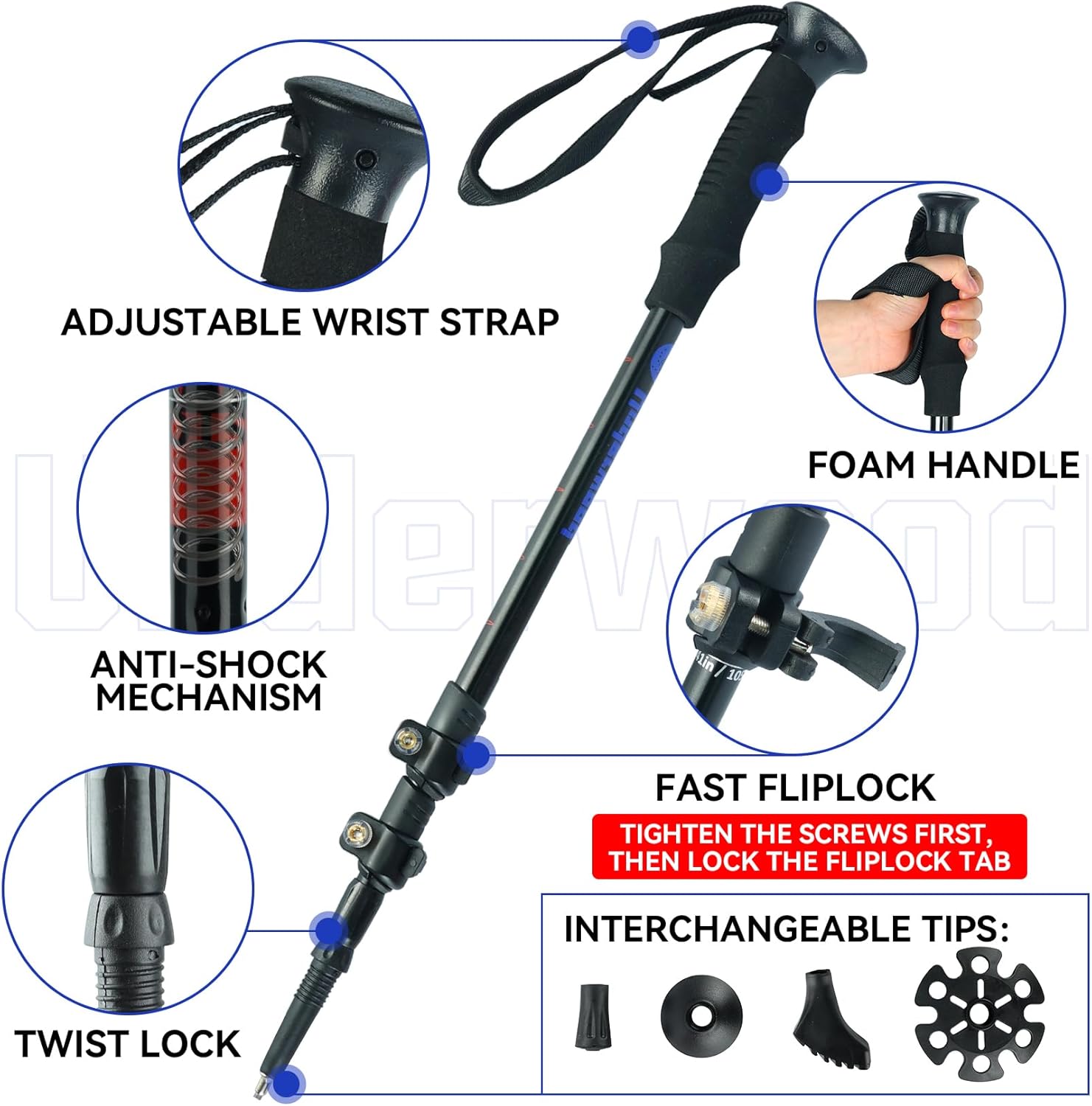 Trekking Poles Collapsible Hiking Poles – 2 Pack Adjustable Aluminum Hiking Sticks, Lightweight Walking Sticks for Women, Men, Seniors, Kids,