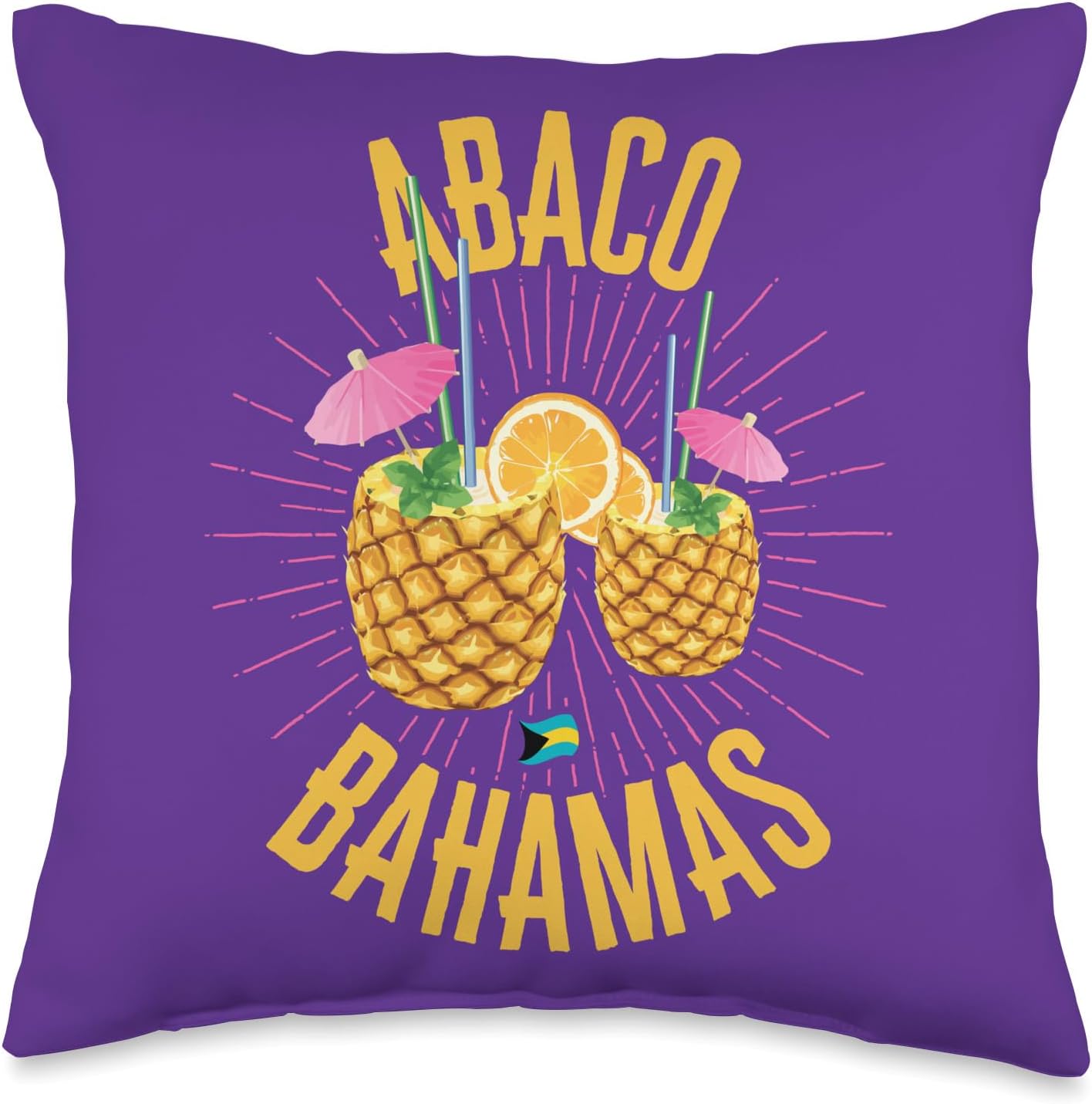 ISLAND701 Bahamas Souvenirs Online Vacation Cruise Abaco Bahamas Flag Cruise Vacation Bahamian Independence Throw Pillow, 16×16, Multicolor