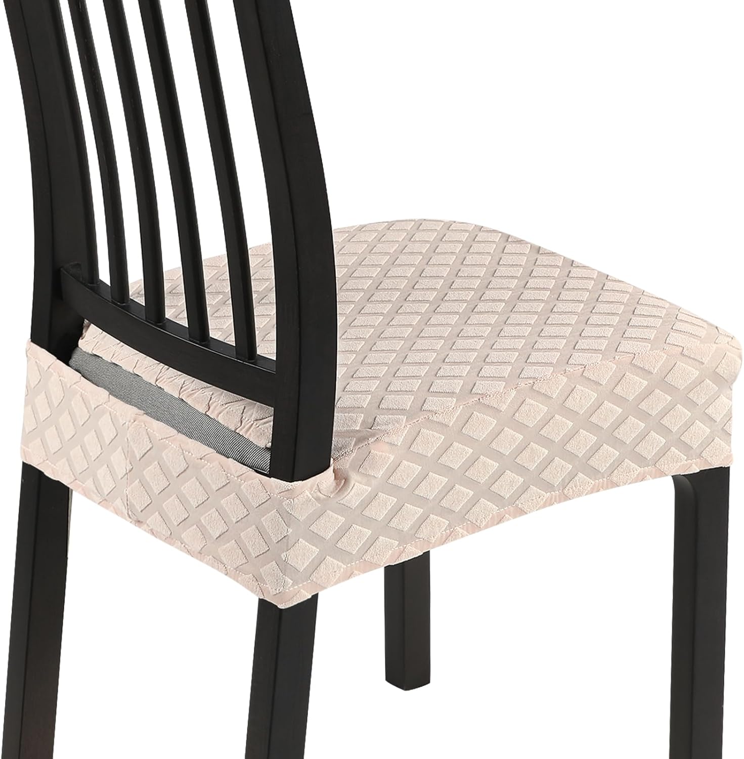 NIBESSER Juego de 4 fundas de asiento para sillas de comedor, elásticas, suaves, extraíbles y lavables, fundas de cojín para comedor, fundas de