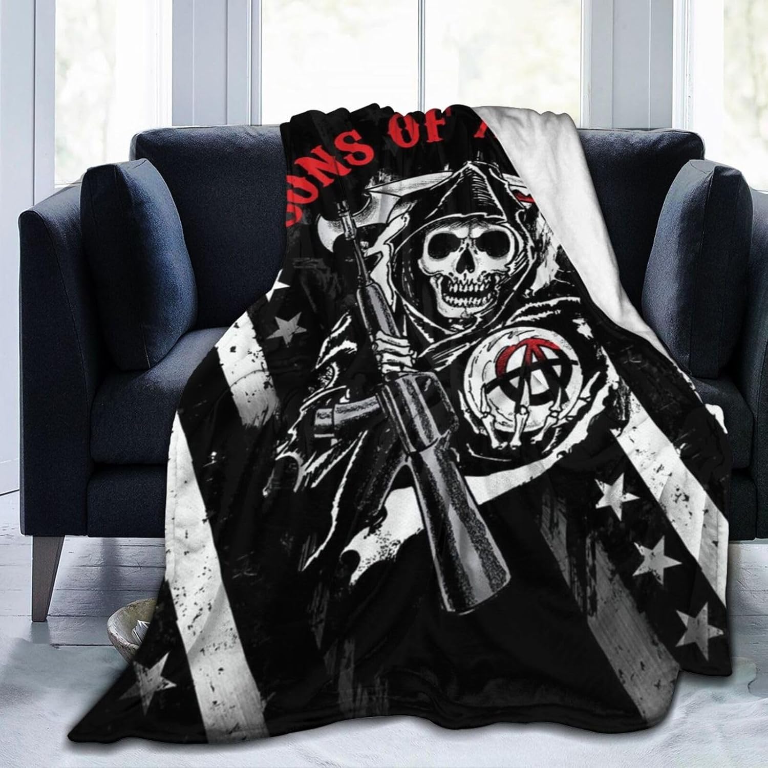 Mantas de forro polar de anarquía de Sons of Horror Drama para sofá y dormitorio, mantas de aire acondicionado suaves para todas las estaciones, 50