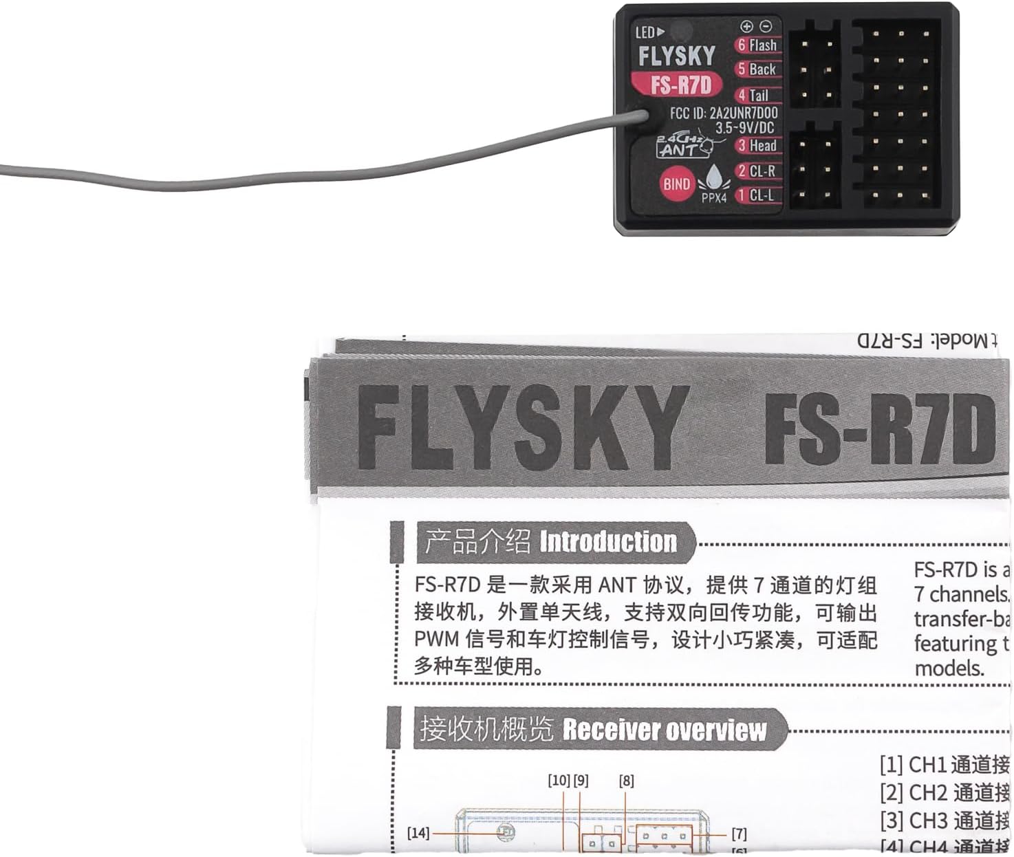 Flysky FS-R7D 7CH ANT Protocolo Receptor PPM IBUS Salida 2-Way Transfer-Back Función para Coche Barco Control Remoto