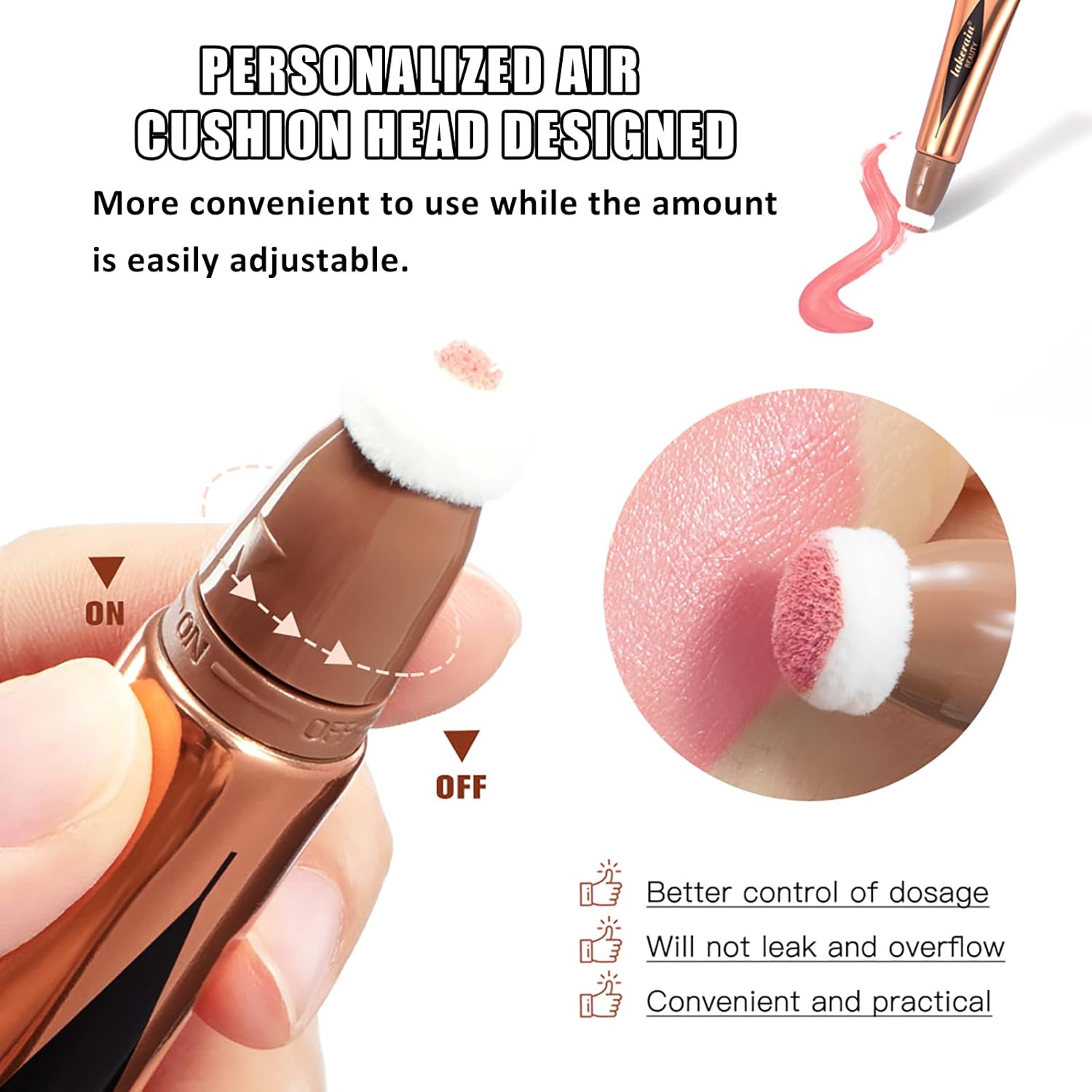 Varita de belleza Liquid Blush, rubor en crema mate con aplicador de cojín, rubor suave y sedoso en barra para mejillas y labios, maquillaje de