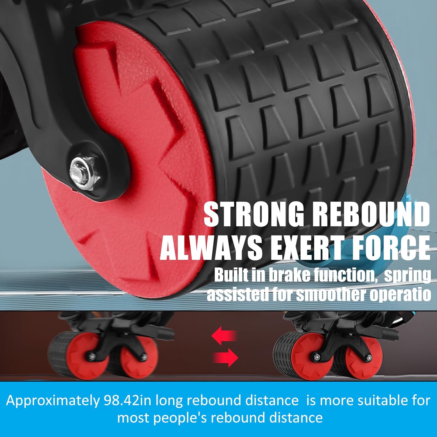 Uota Rueda abdominal de rebote automático con soporte para codo,Rodillo abdominal para máquina de ejercicio abdominal,Equipo de entrenamiento de