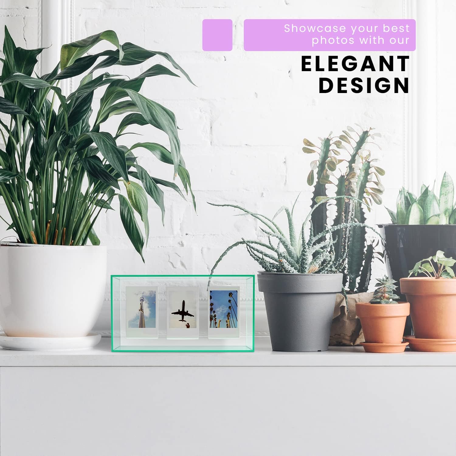 Elil Marco flotante para Fujifilm Instax Mini marcos magnéticos y caja de exhibición acrílica, marco de fotos para refrigerador, imanes para