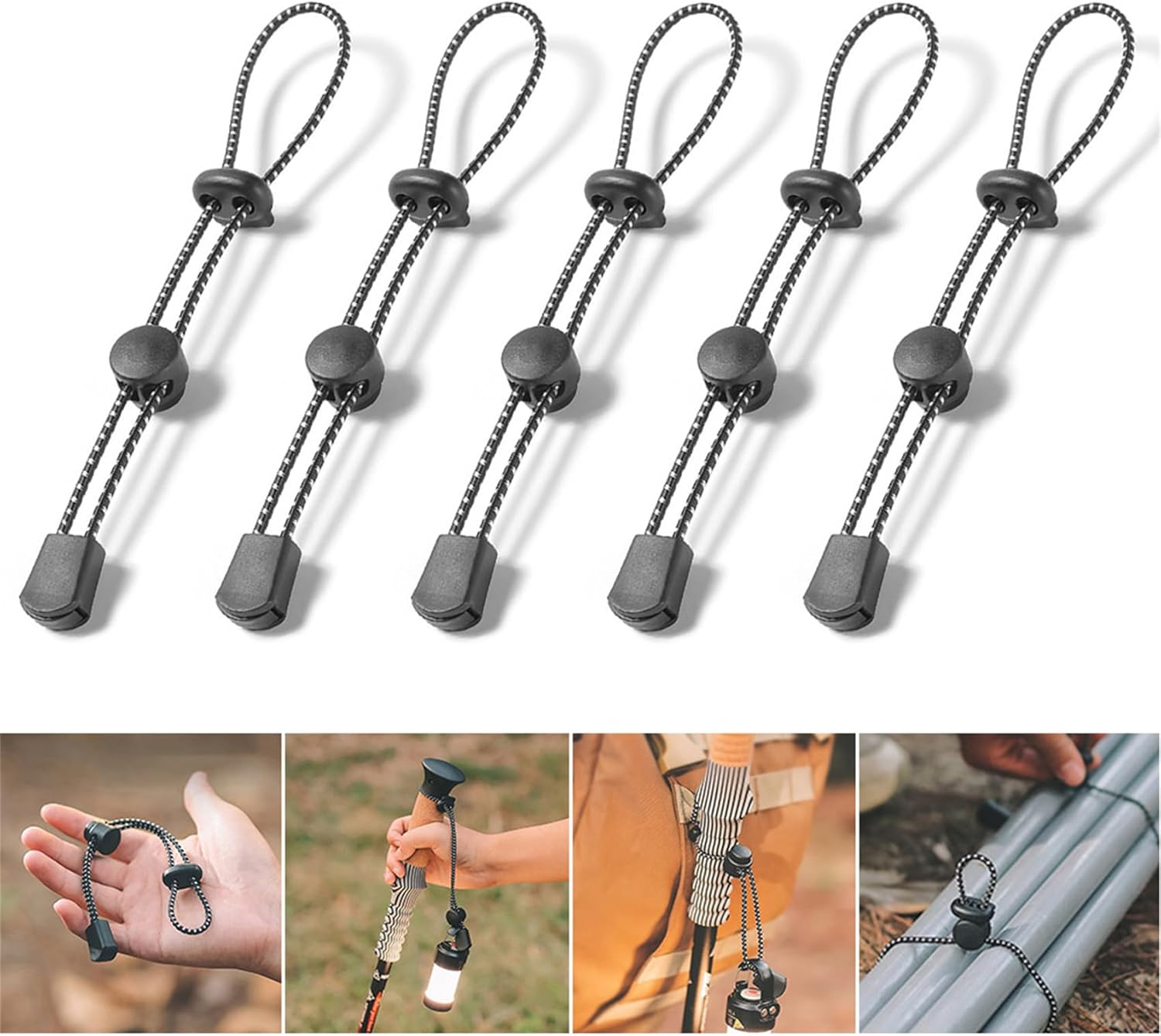 Dollandd – Mochila con hebilla de cuerda para caminar, cordón elástico, hebilla de fijación, soporte para palo de senderismo para camping,