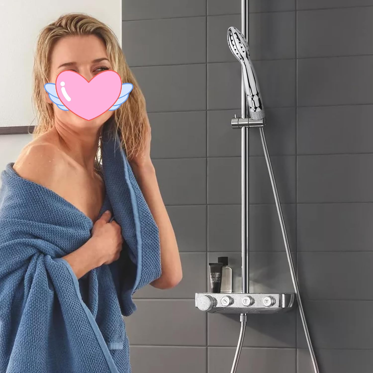 Ducha de ducha, enema de ducha, sistema de ducha enema, boquilla de ducha de agua de mano, kit de limpieza vaginal para hombres y mujeres, plateado