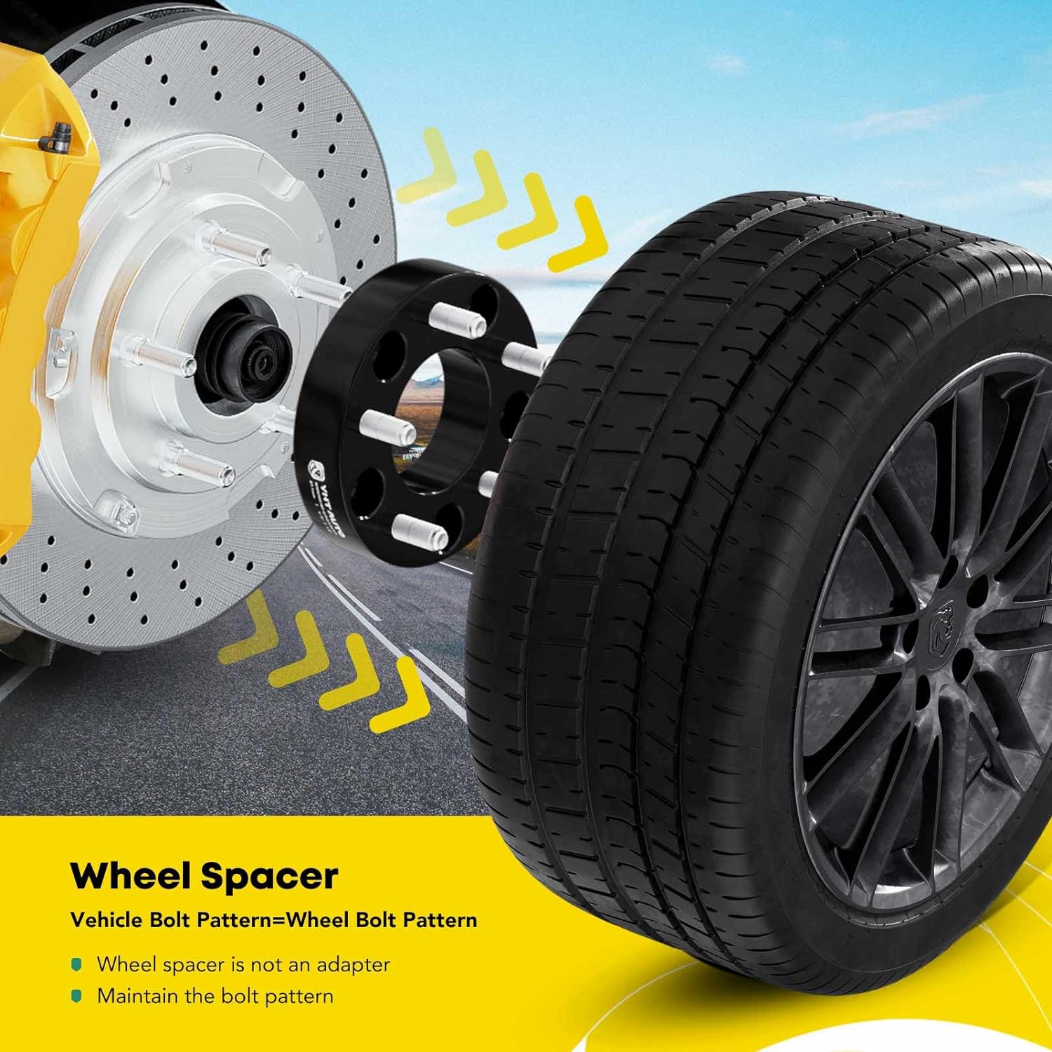 YHTAUTO Espaciadores de rueda de 5 x 5 de 2 pulgadas para modelos Jeep Grand Cherokee, Wrangler, Chevy, GMC, Ford, Buick, Cadillac, Lincoln y