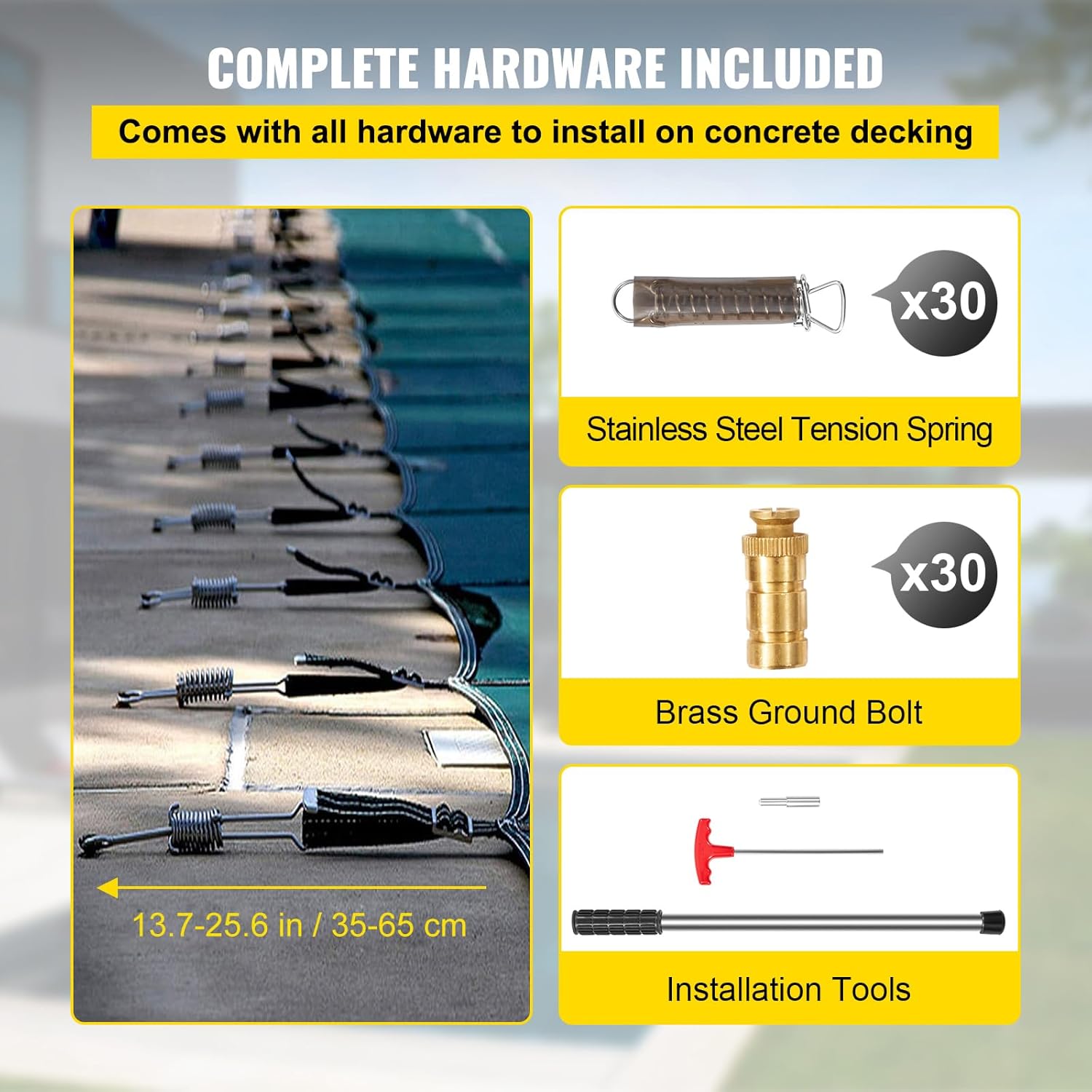 Happybuy Cubierta de seguridad para piscina en el suelo, cubiertas de piscina enterradas de invierno de 18 x 36 pies con paso correcto, triple