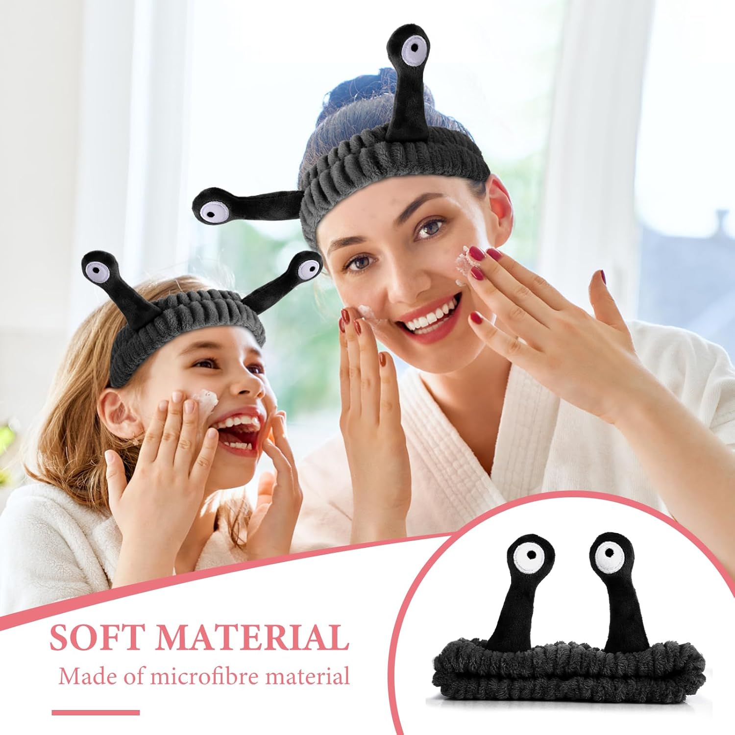 Diadema de spa para maquillaje facial, banda para la cabeza de microfibra suave de forro polar coral para la cabeza, caracol, dibujos animados,