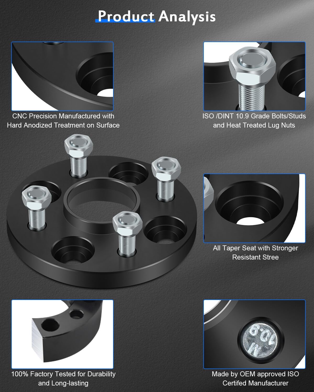 ECCPP 2 espaciadores de rueda centrados de 4 lengüetas 4×100 12×1.5 2.209 in 0.591 in negro compatible con 1980-2005 para Civic  2006-2020 para Fit