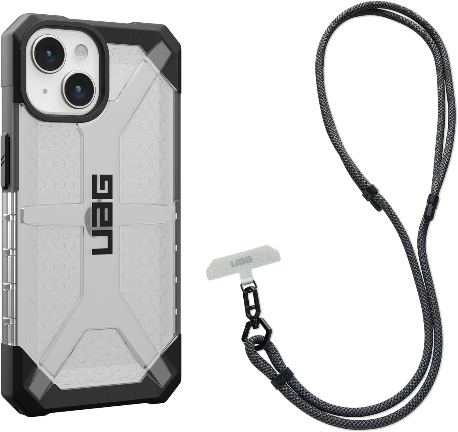 URBAN ARMOR GEAR UAG – Funda diseñada para iPhone 15, paquete de 6.1 pulgadas con cordón cruzado UAG para teléfono civil de 0.276 in, correa
