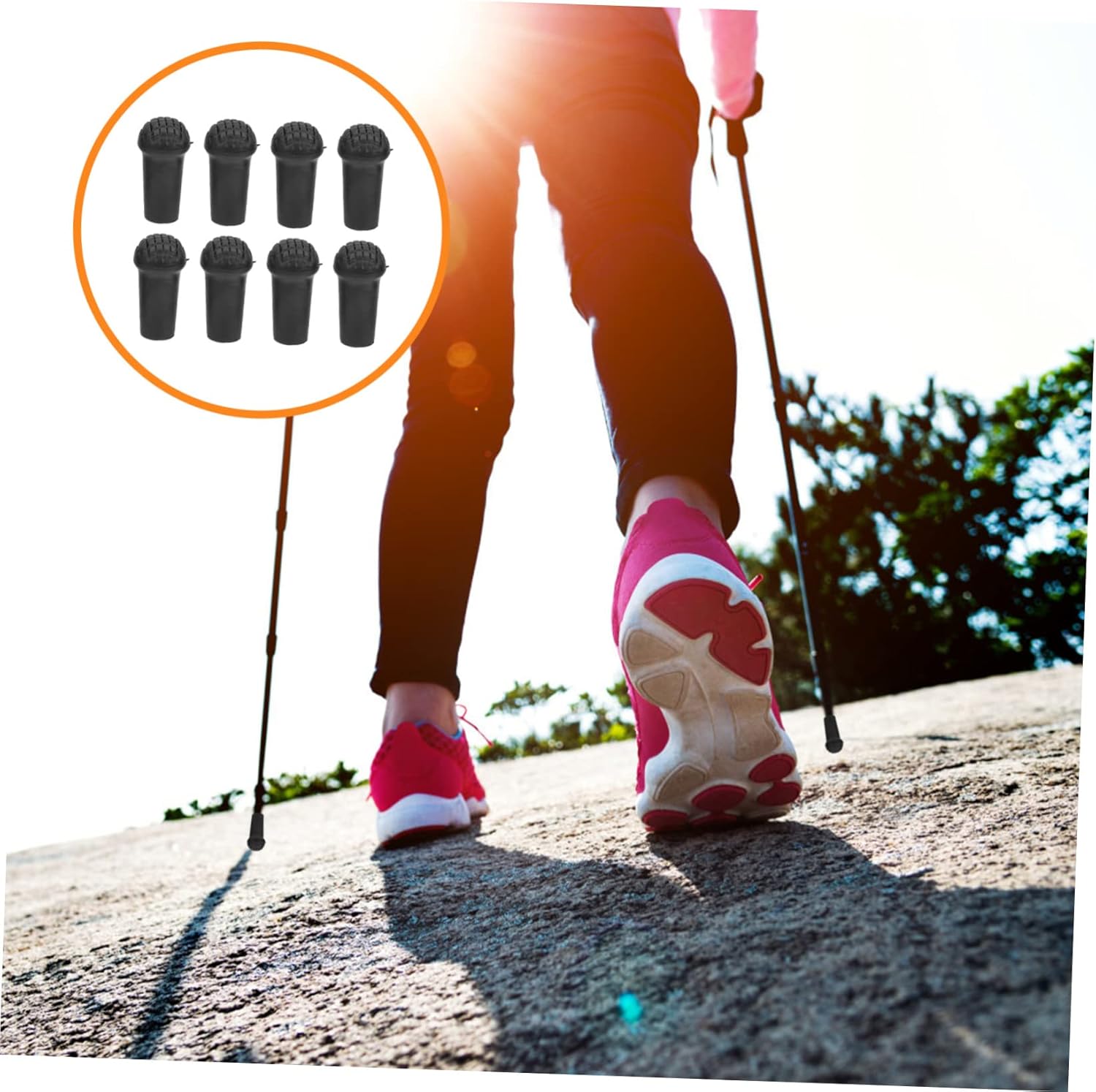 Didiseaon Juego de 8 puntas de bastón de trekking, accesorios de viaje, pelotas de tenis de caña de senderismo para caminantes, bastón de senderismo