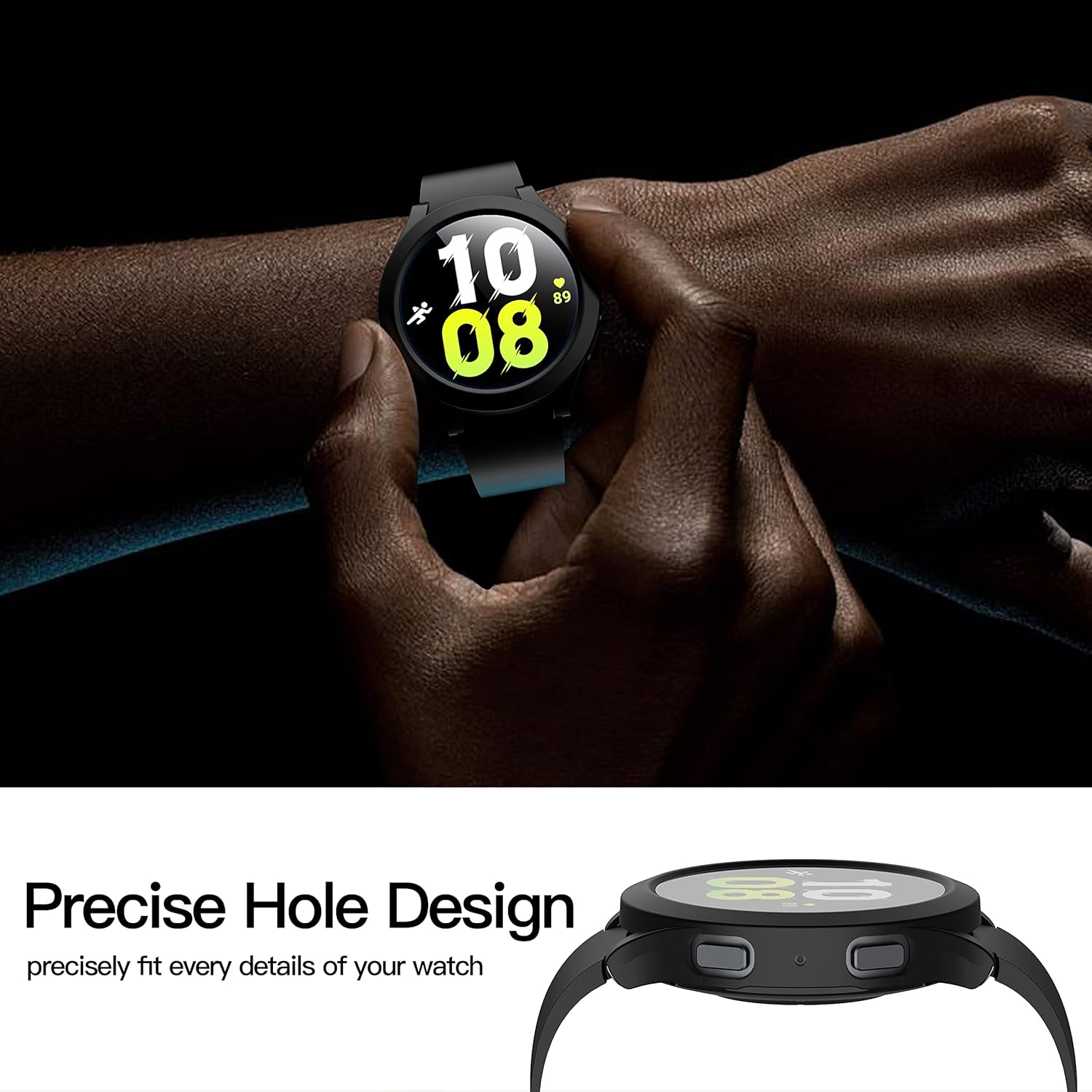 Misxi Paquete de 2 fundas rígidas de policarbonato con protector de pantalla para Samsung Galaxy Watch 5 Galaxy Watch 4 de 1.732 in, funda ultrafina
