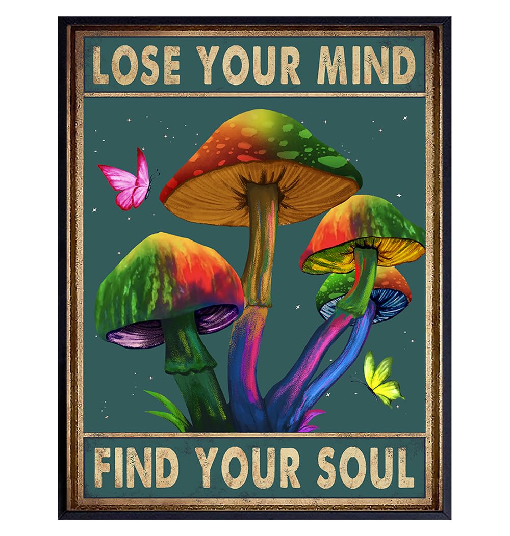 Psychedelic Art 11×14 – Trippy Wall Art – Psychedelic Room Decor – Bohemian Boho Wall Decor – Magic Mushrooms, Psilocybin – Hippie Room Decor – Dope