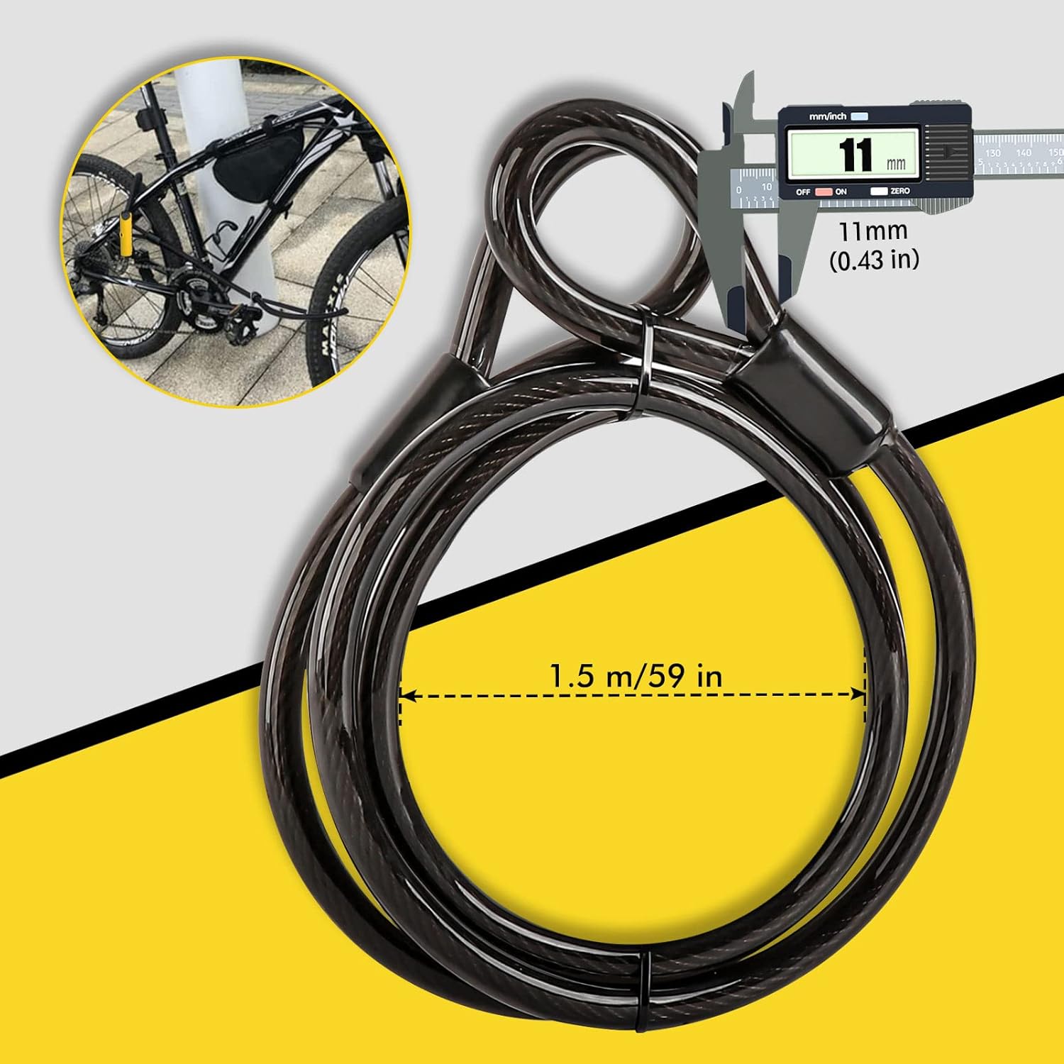 Cerradura antirrobo en U para bicicleta, con cable de seguridad de 4 a 5 pies de longitud, soporte de montaje, llaves, cerradura de combinación de 3