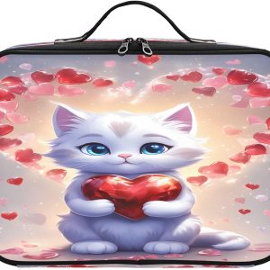 Happy Valentine’s Day Cute Cat zip cosmetic bag make up bag travelling make up bag organizator makeup bag for purse cosmetiquera de viaje para Happy Valentine’s Day Cute Cat zip cosmetic bag make up bag travelling make up bag organizator makeup bag for purse cosmetiquera de viaje para