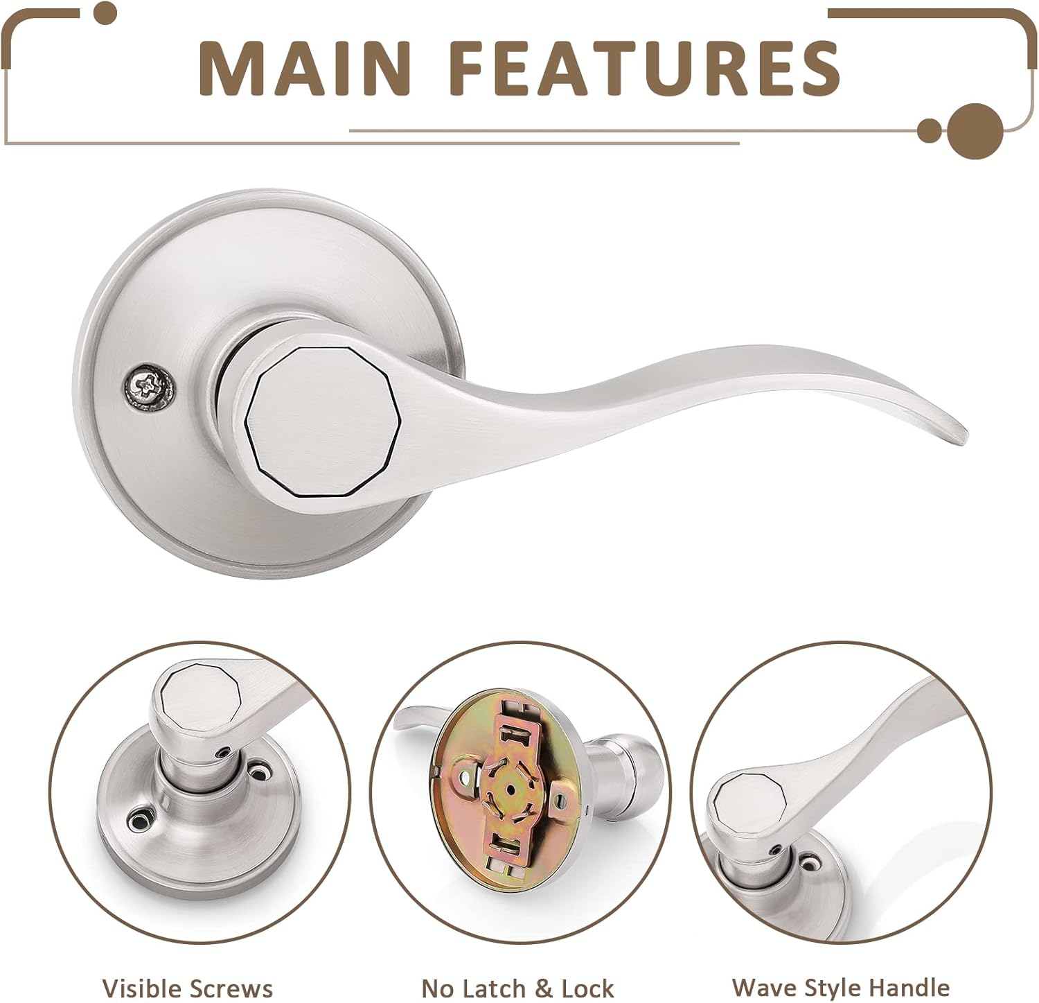 knobelite Paquete de 6 manijas de puerta simuladas, manija de puerta ondulada para mano derecha, maniquí para lavandería, pasillo, armario, palanca