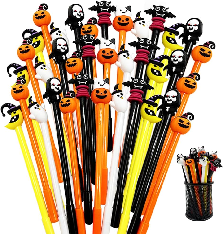 30 bolígrafos de Halloween a granel, bolígrafo de tinta de Halloween, calabaza, fantasma, murciélago, bolígrafos para suministros de fiesta,