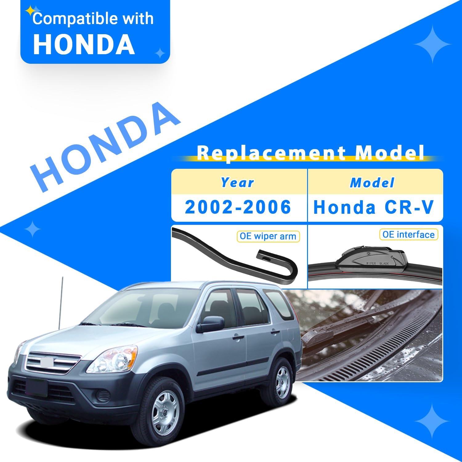 Juego de limpiaparabrisas de repuesto para Honda CRV CR-V 2002 2003 2004 2005 2006 calidad original de fábrica para mi automóvil, 21 pulgadas, 20