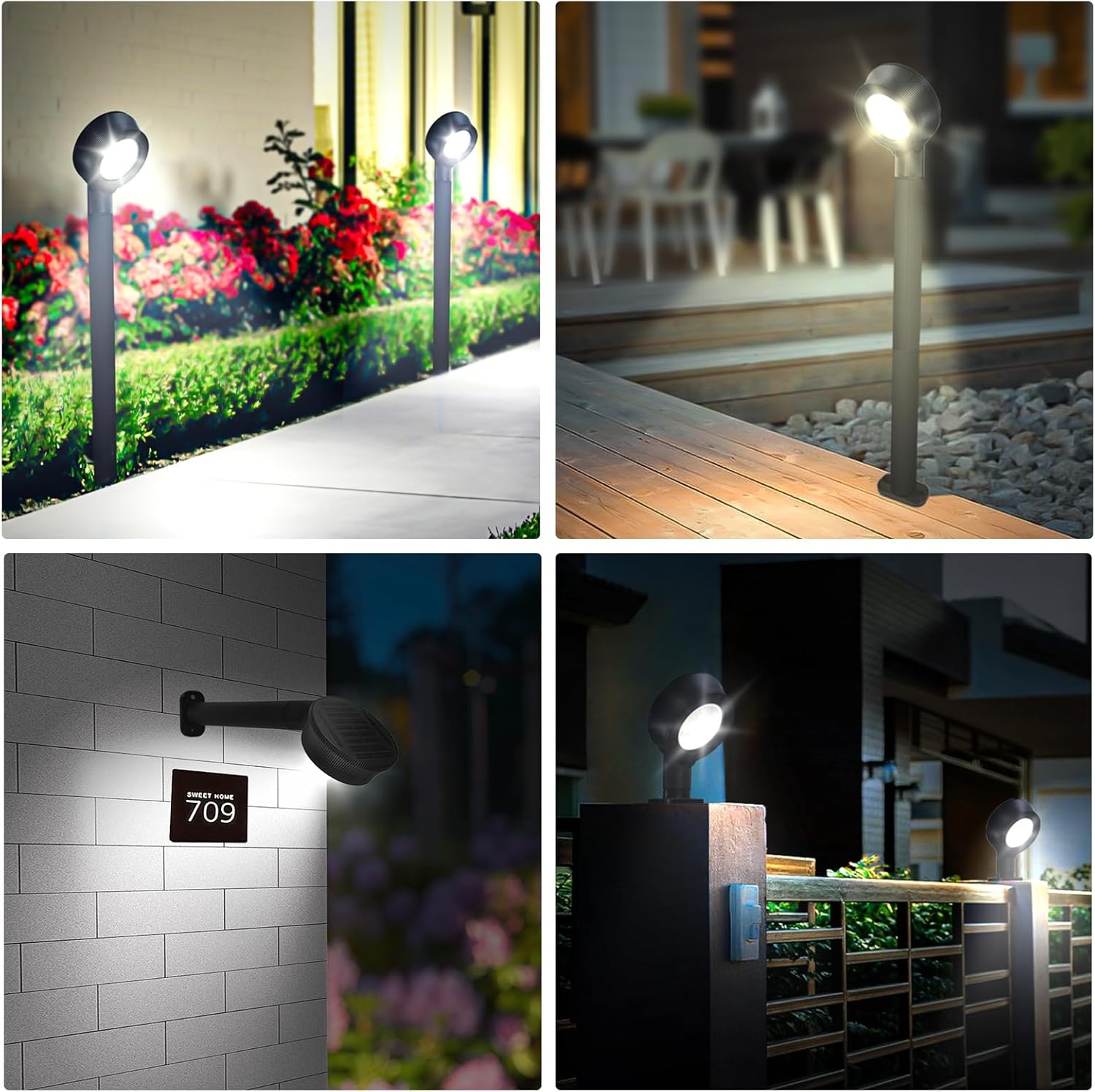 GULADUS Luces solares de camino de 300 lúmenes, 32 LED con 3 modos de luz regulables, hasta 12 horas de luz solar negra para paisaje, patio, camino,