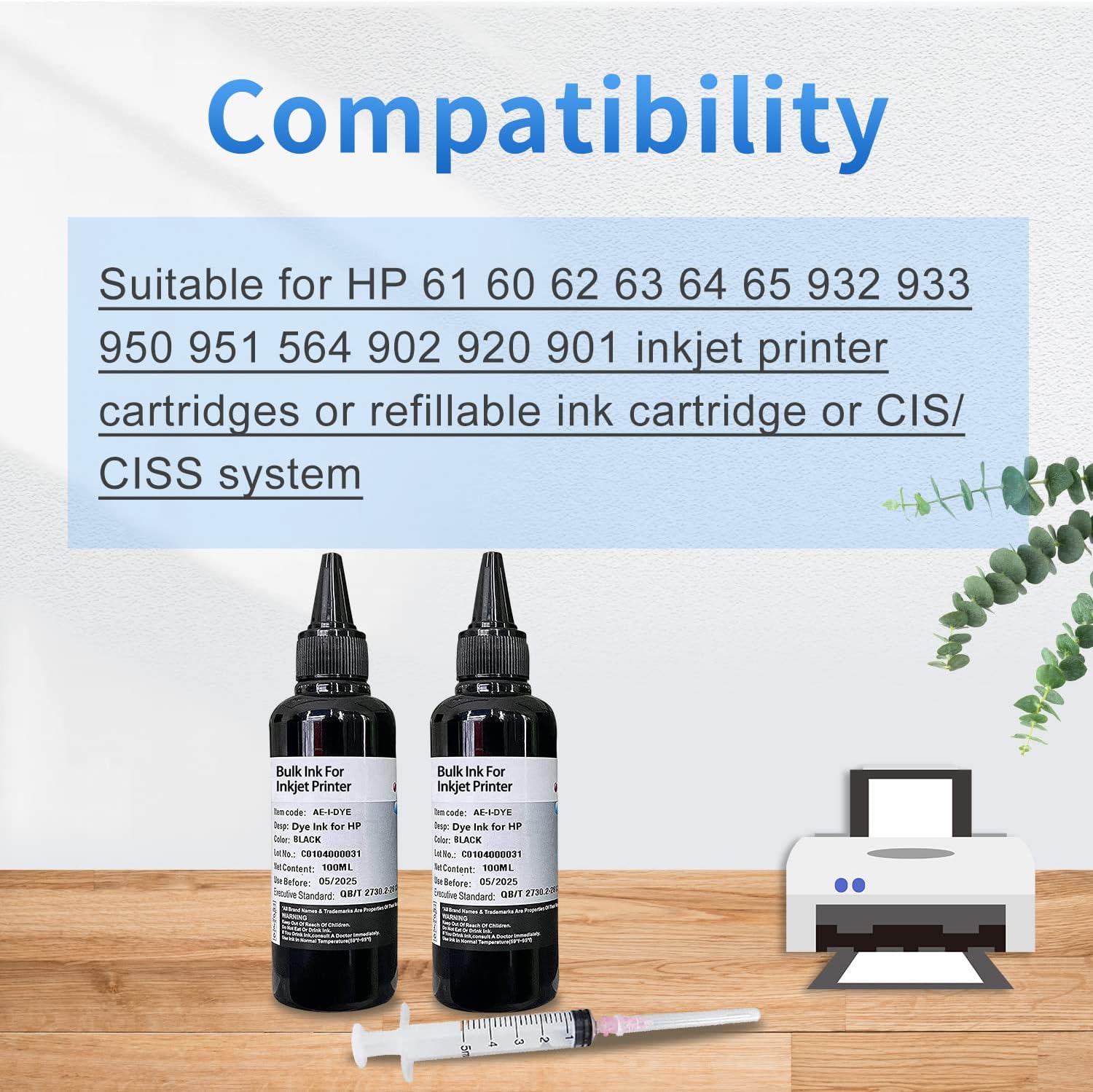 Kit de recarga de tinta para HP 60 61 63 64 65 901 902 932 952 950 951 564 Cartucho de tinta recargable para HP Envy 4500 4520 5643 OfficeJet 6500a