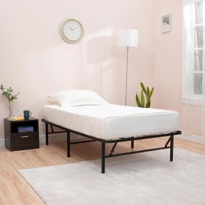 Tienda Basics Marco de cama plegable de plataforma de metal con instalación sin herramientas, 14 pulgadas de alto, individual, negro Tienda Basics Marco de cama plegable de plataforma de metal con instalación sin herramientas, 14 pulgadas de alto, individual, negro