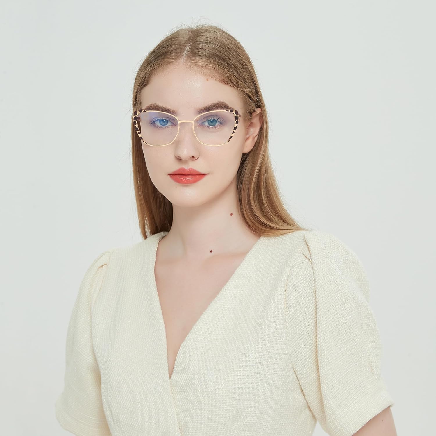 Paquete de 3 gafas de lectura progresivas con montura de metal, ojo de gato, multienfoque, para mujer, con bloqueo de luz azul, con estilo