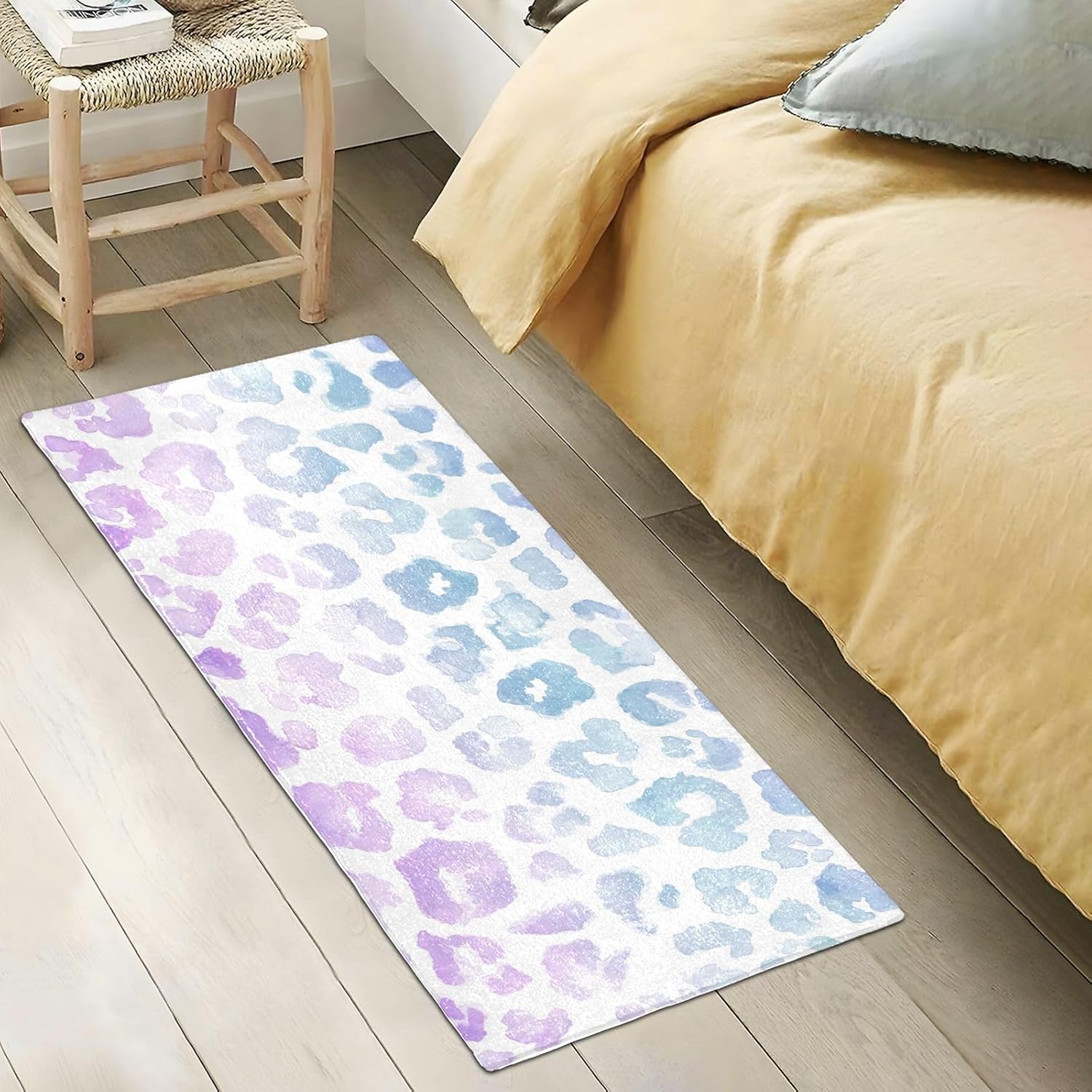 Joisal Alfombras de baño con estampado de leopardo y acuarela, lavable a máquina, antideslizante, con parte trasera de goma, 39 x 20 pulgadas